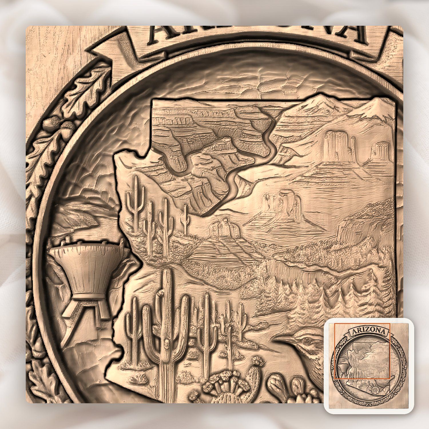 Arizona State Map Grand Canyon CNC Relief STL bas-relief STL — view 9
