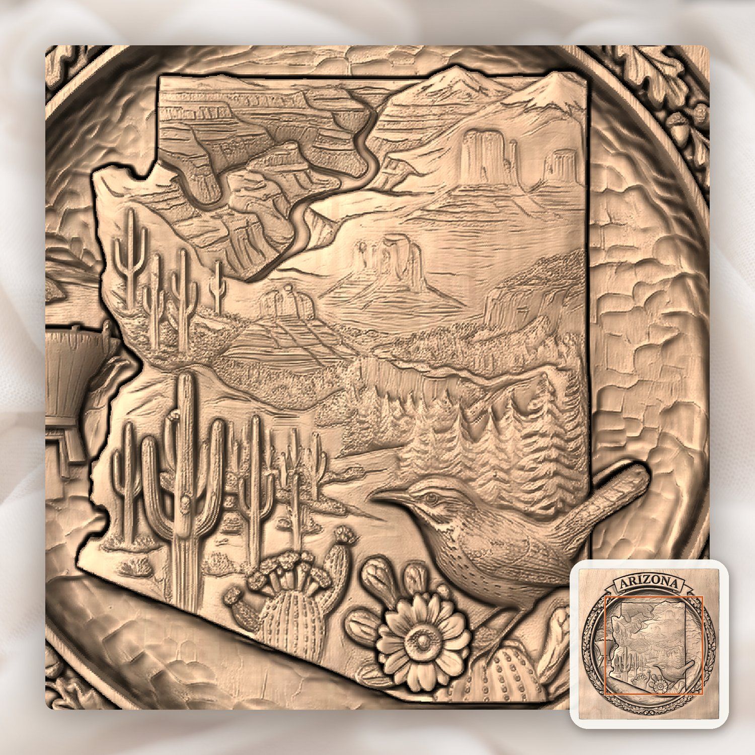 Arizona State Map Grand Canyon CNC Relief STL bas-relief STL — view 10