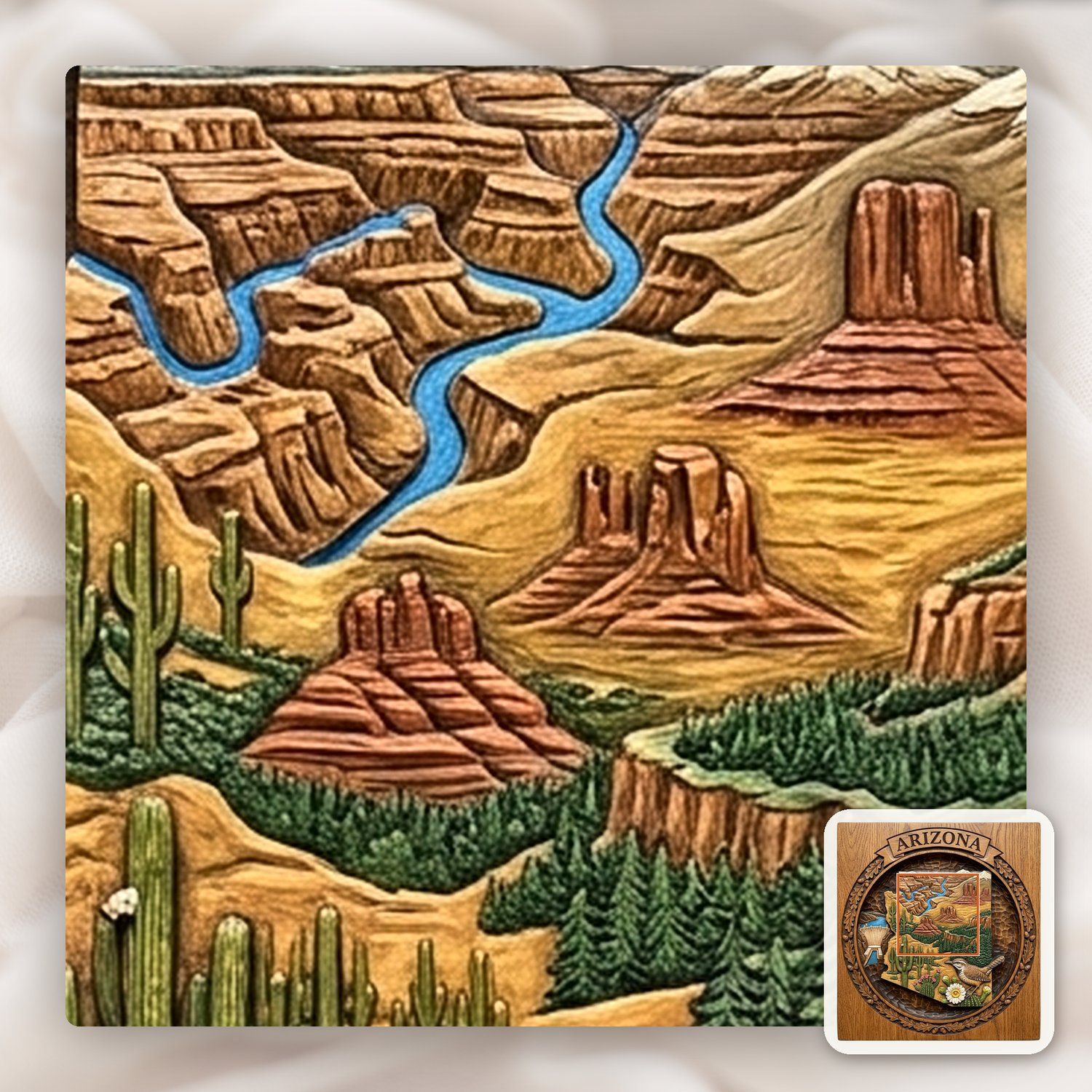 Arizona State Map Grand Canyon CNC Relief STL bas-relief STL — view 11