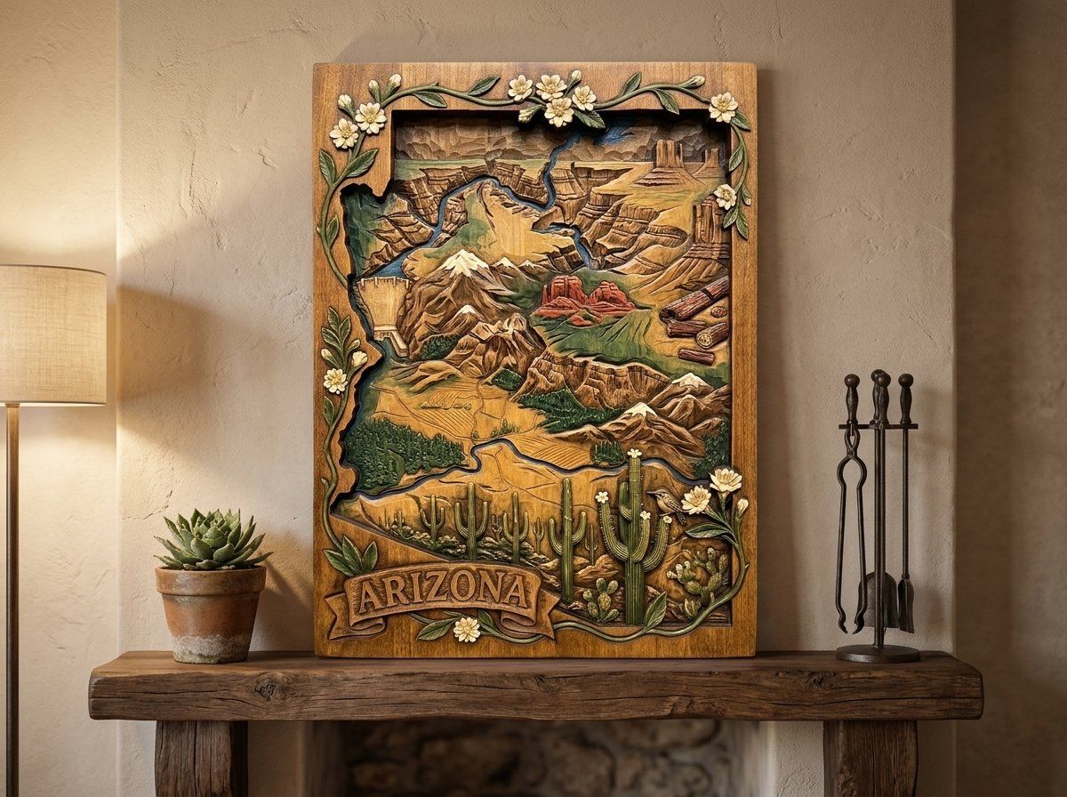 Arizona State Map Grand Canyon Sedona CNC Relief STL bas-relief STL — view 13