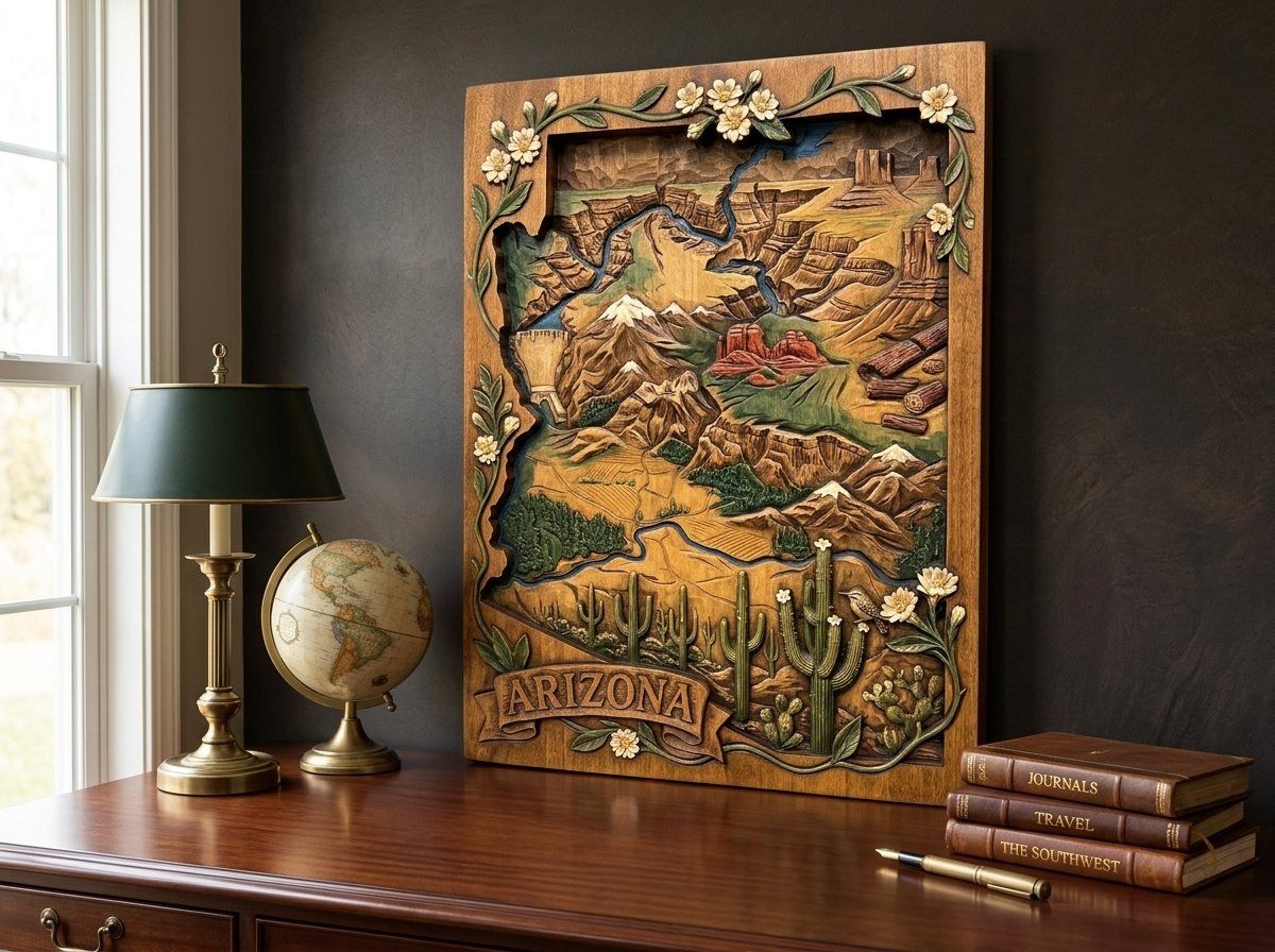 Arizona State Map Grand Canyon Sedona CNC Relief STL bas-relief STL — view 14