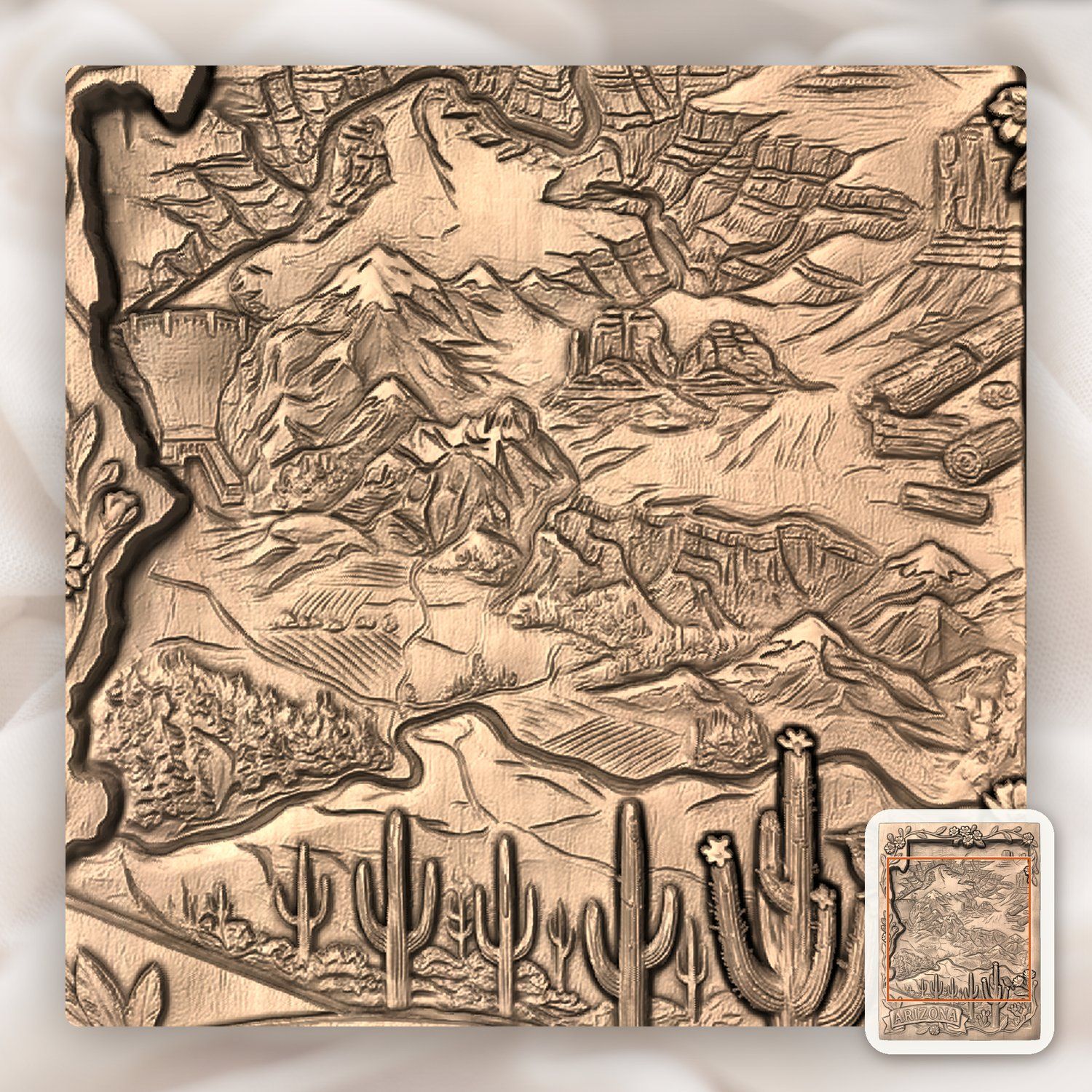 Arizona State Map Grand Canyon Sedona CNC Relief STL bas-relief STL — view 8