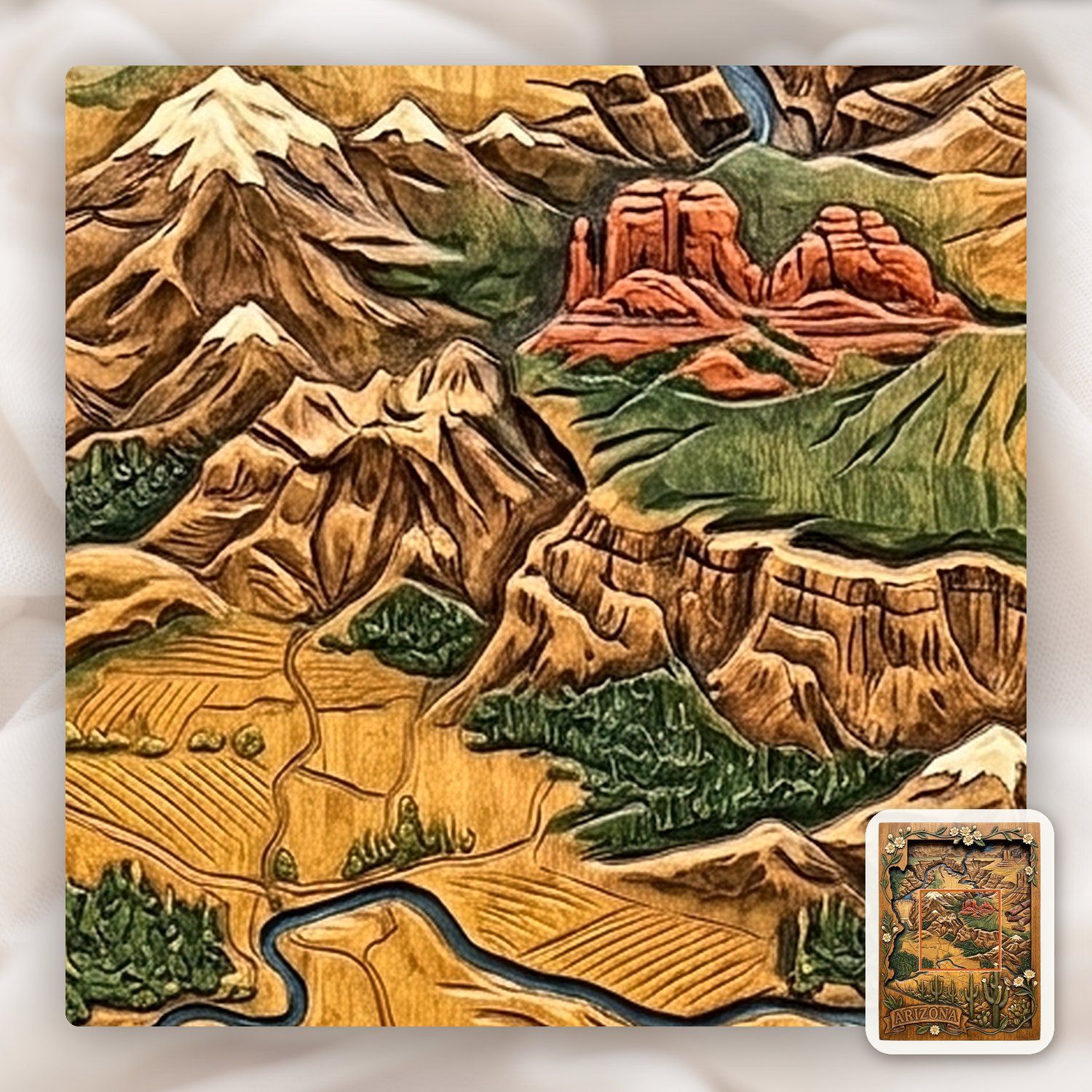 Arizona State Map Grand Canyon Sedona CNC Relief STL bas-relief STL — view 11