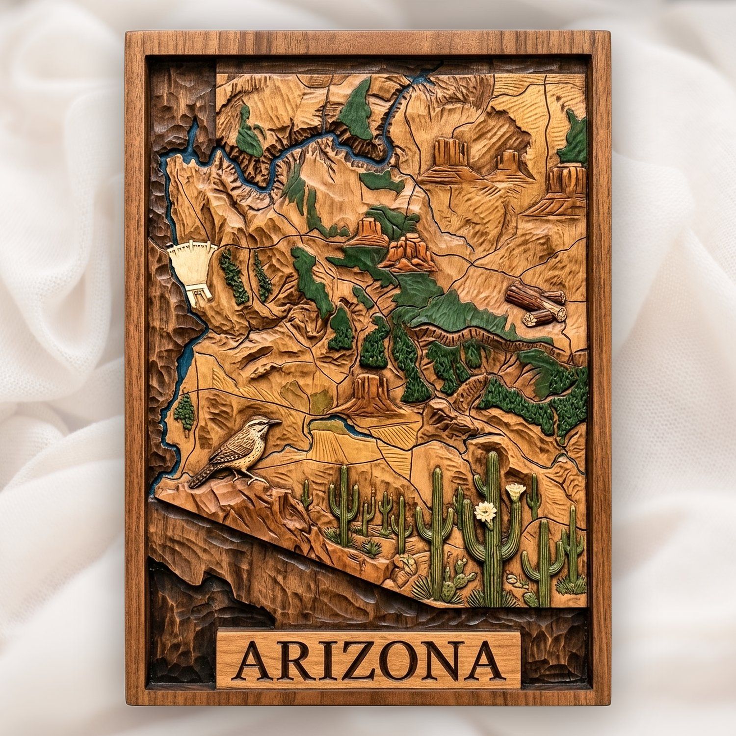Arizona State Topographical Map CNC Relief STL bas-relief STL design