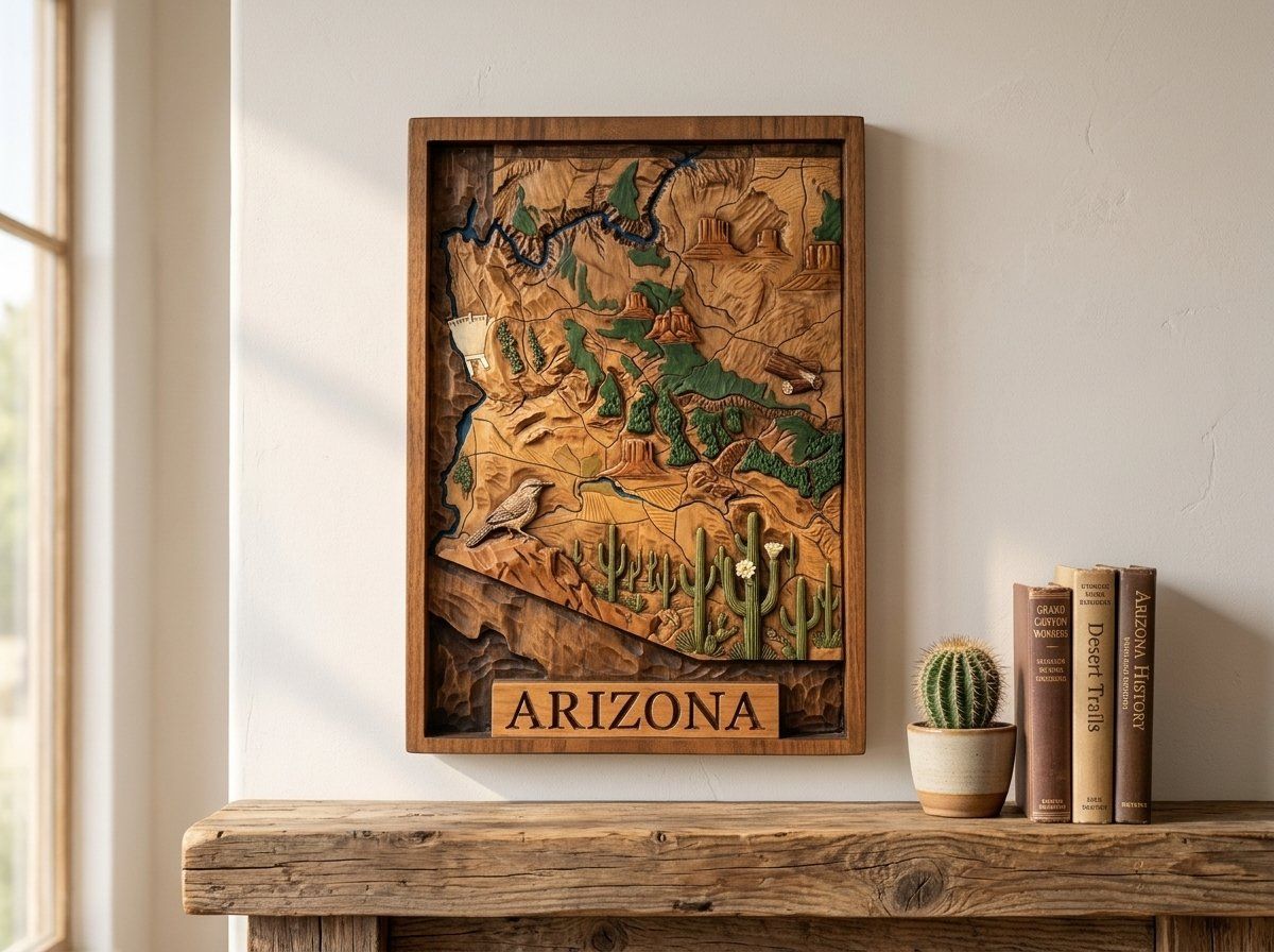 Arizona State Topographical Map CNC Relief STL bas-relief STL — view 13