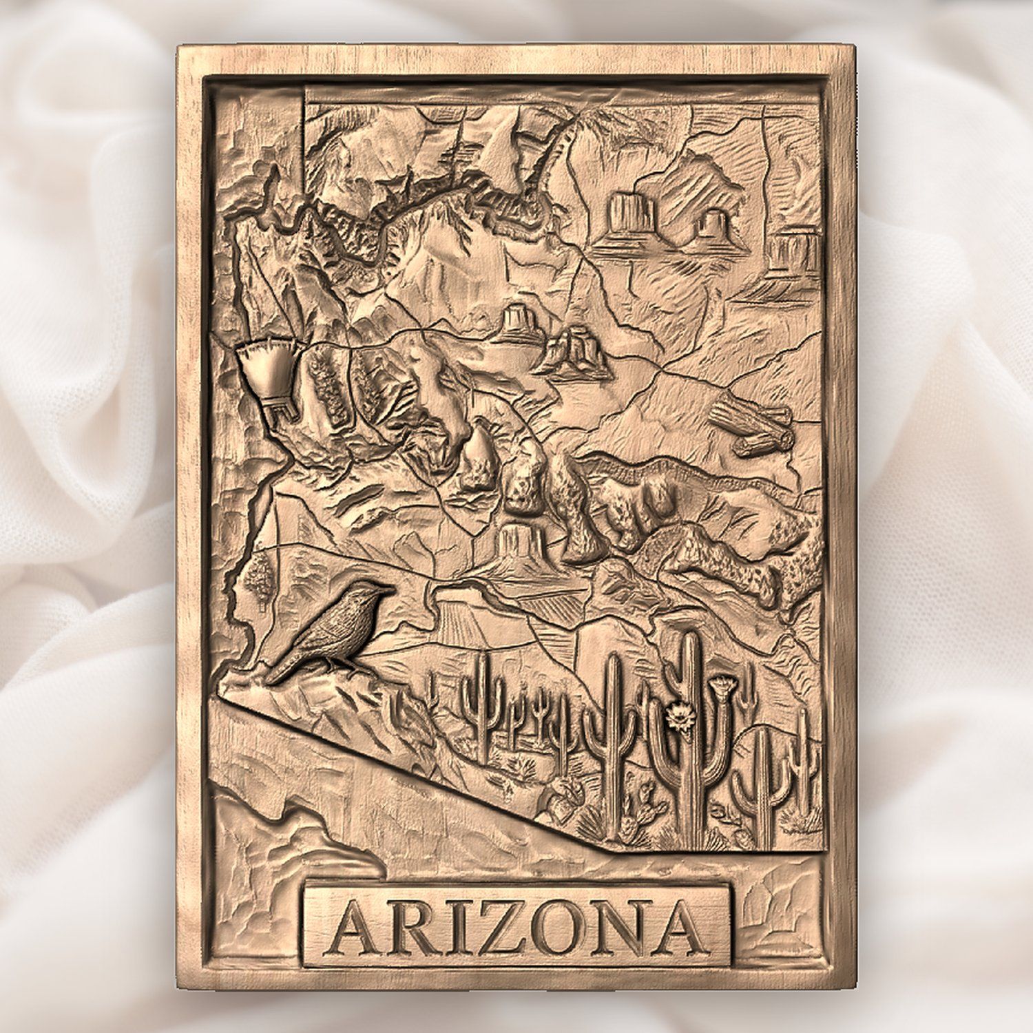 Arizona State Topographical Map CNC Relief STL bas-relief STL — view 5