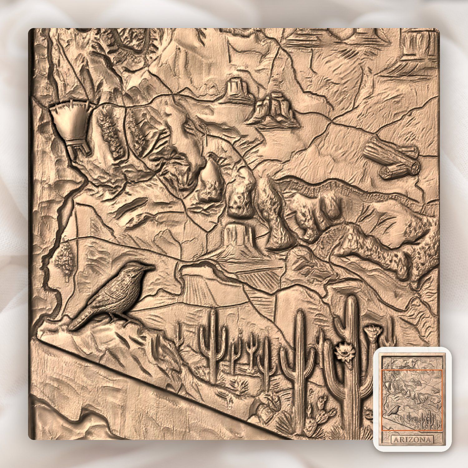 Arizona State Topographical Map CNC Relief STL bas-relief STL — view 7