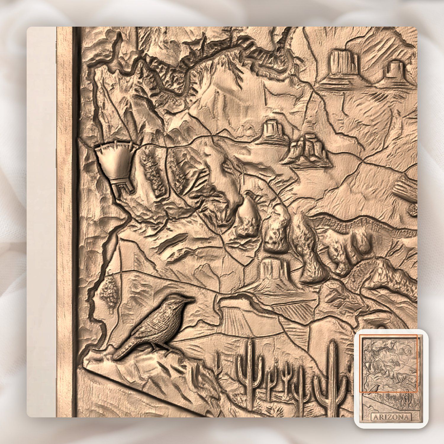 Arizona State Topographical Map CNC Relief STL bas-relief STL — view 8