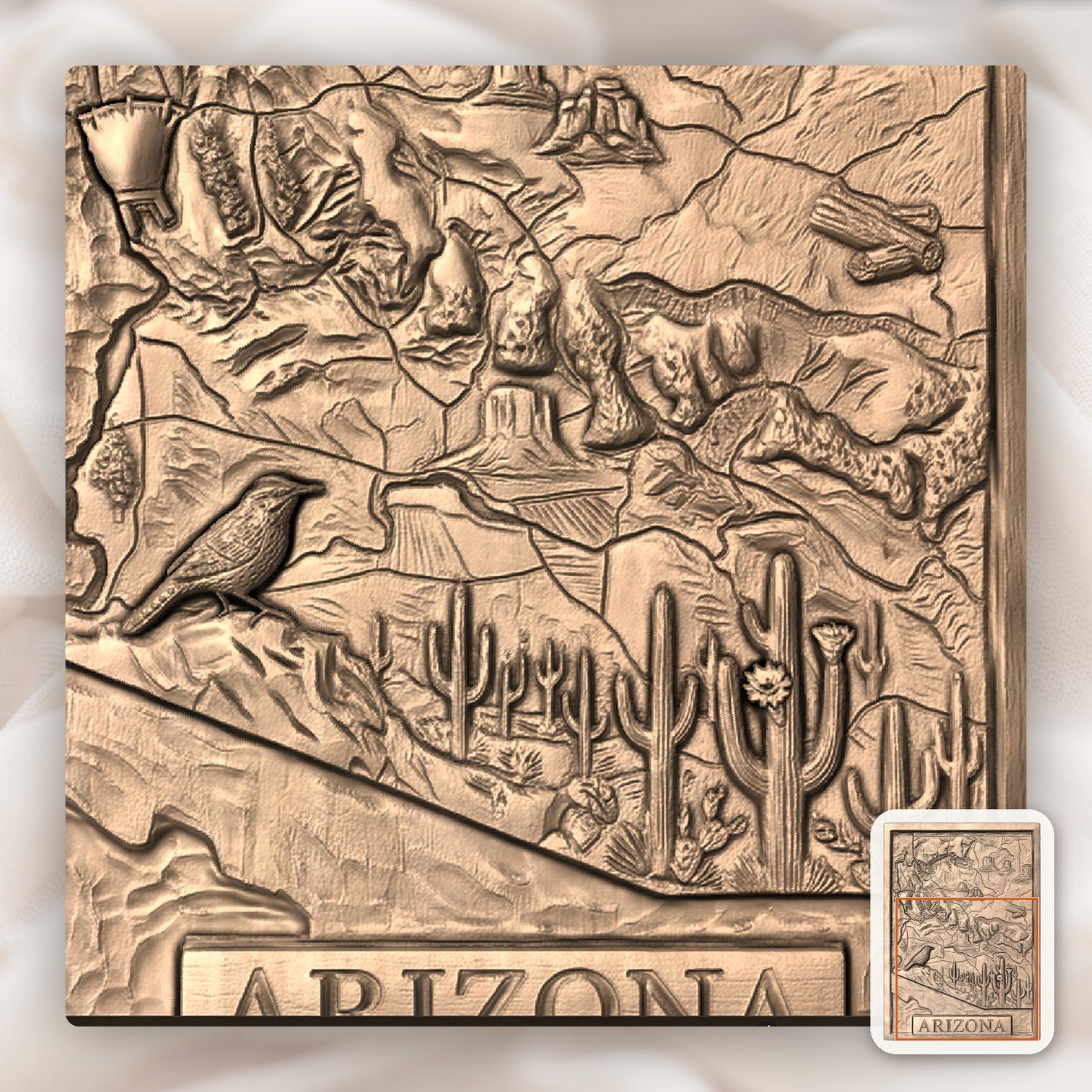 Arizona State Topographical Map CNC Relief STL bas-relief STL — view 9