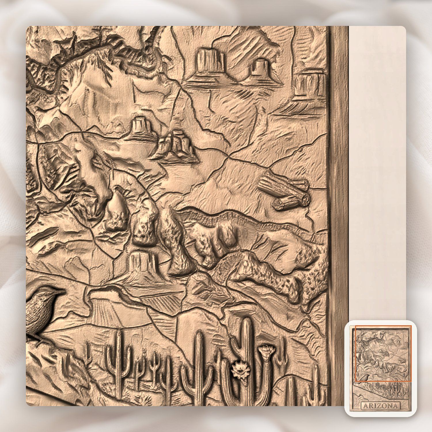 Arizona State Topographical Map CNC Relief STL bas-relief STL — view 10