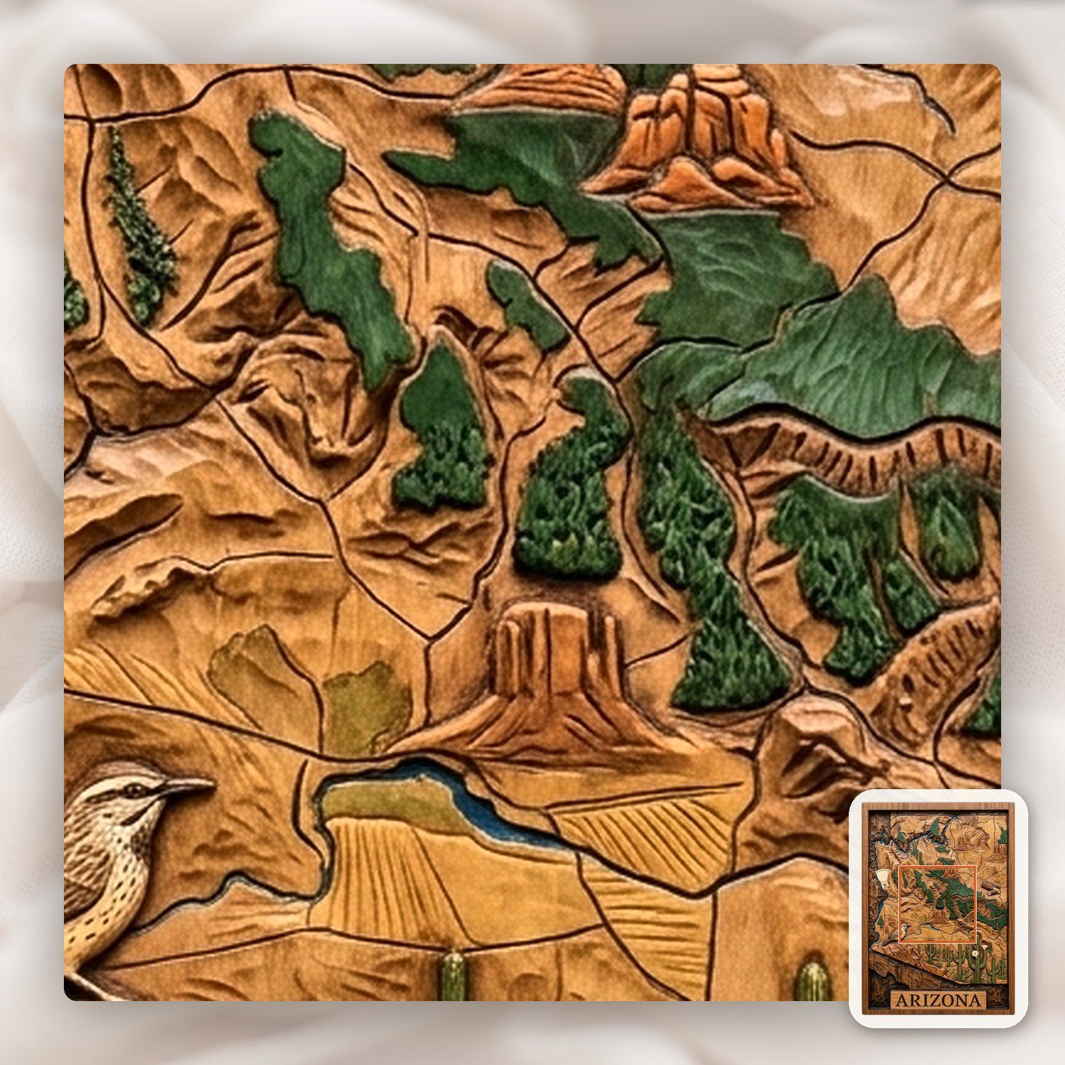Arizona State Topographical Map CNC Relief STL bas-relief STL — view 11
