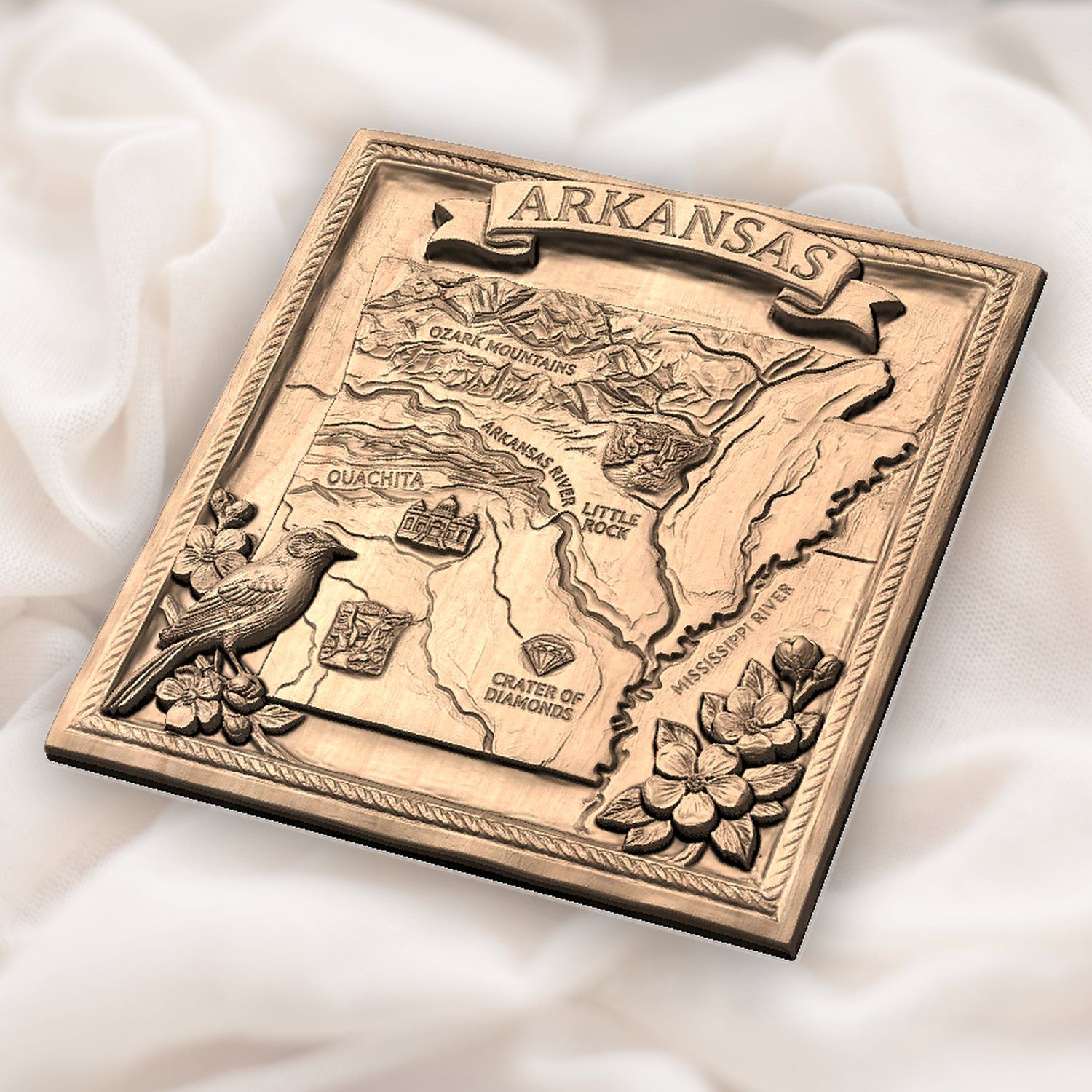 Arkansas State Heritage 3D Map Panel CNC Relief STL bas-relief STL — view 6