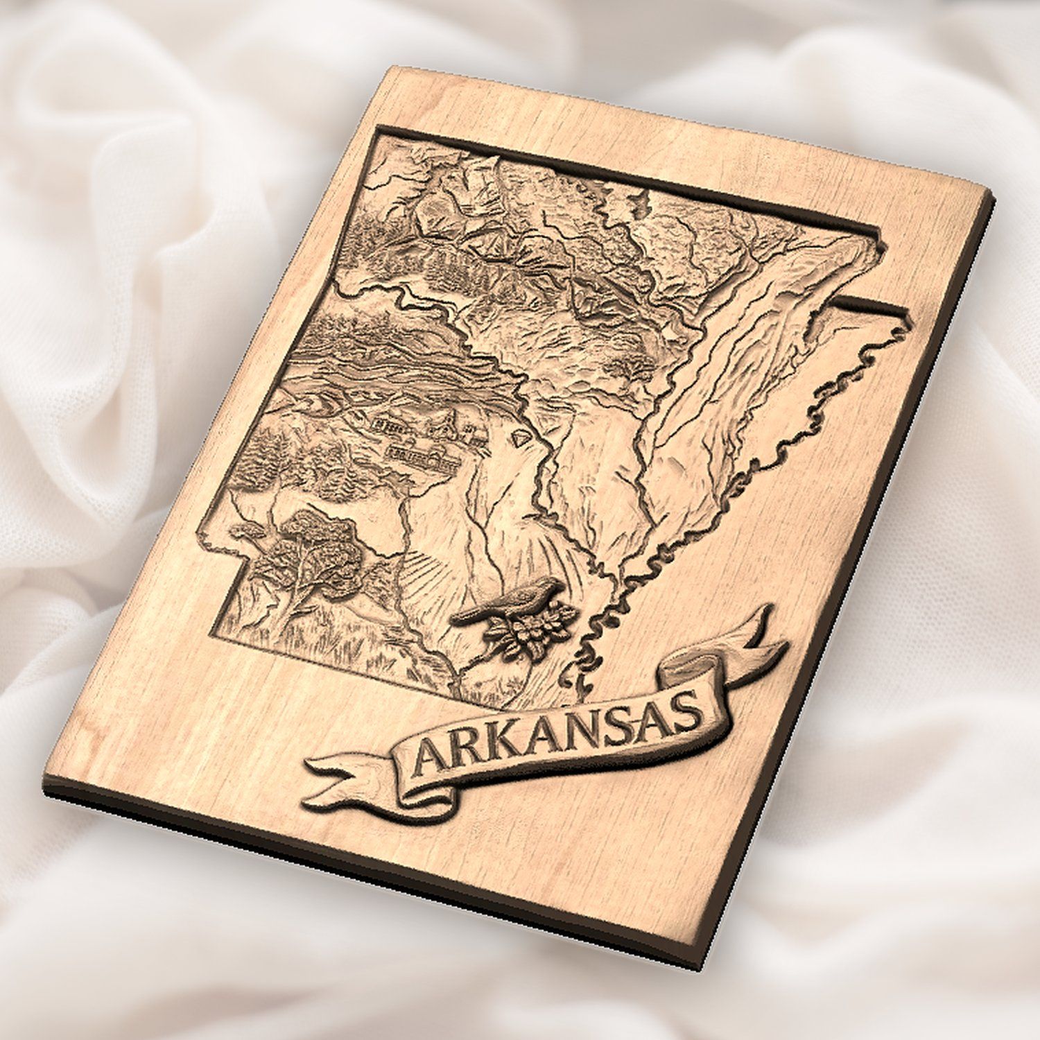 Arkansas State Heritage Map Wood Carving CNC Relief STL bas-relief STL — view 6