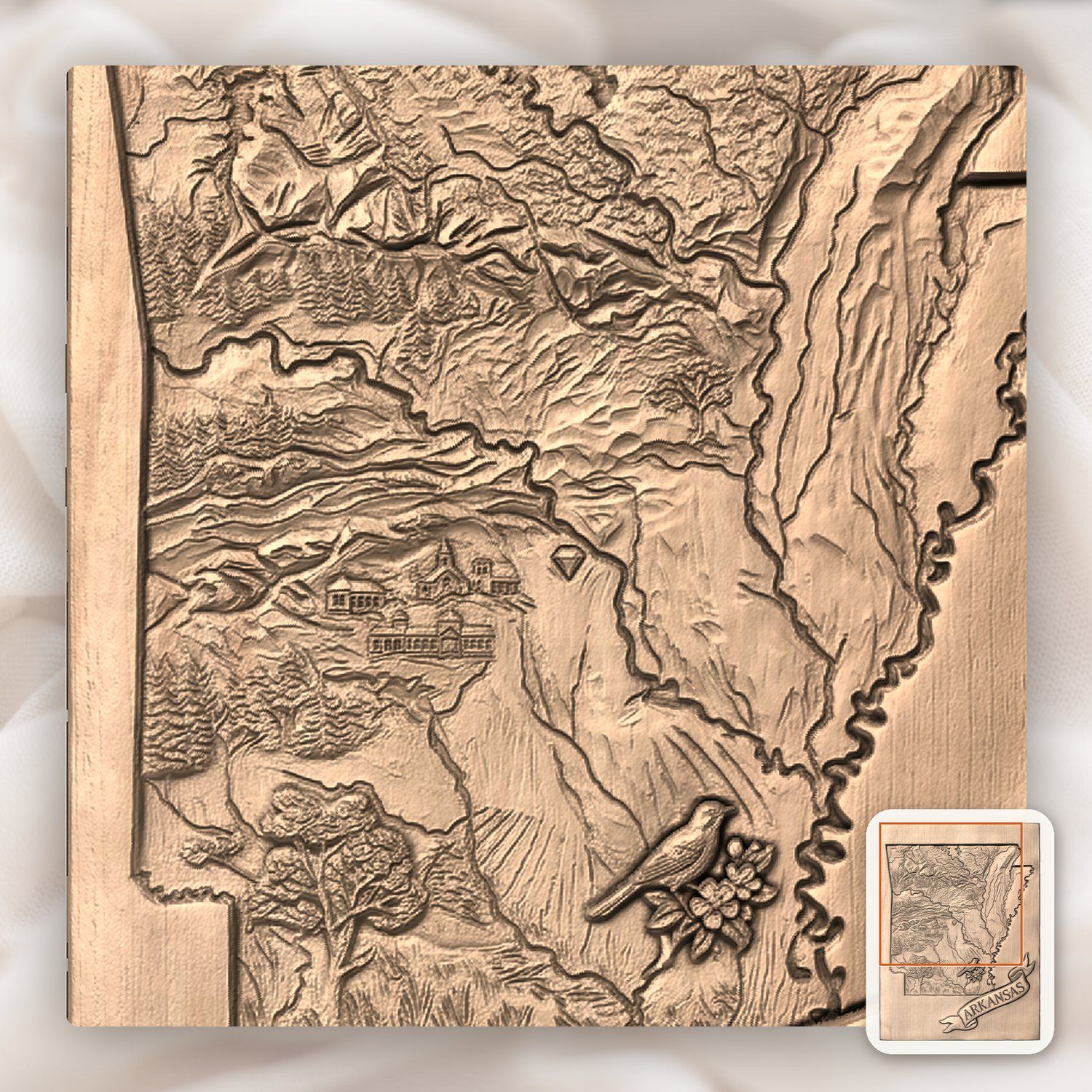 Arkansas State Heritage Map Wood Carving CNC Relief STL bas-relief STL — view 7