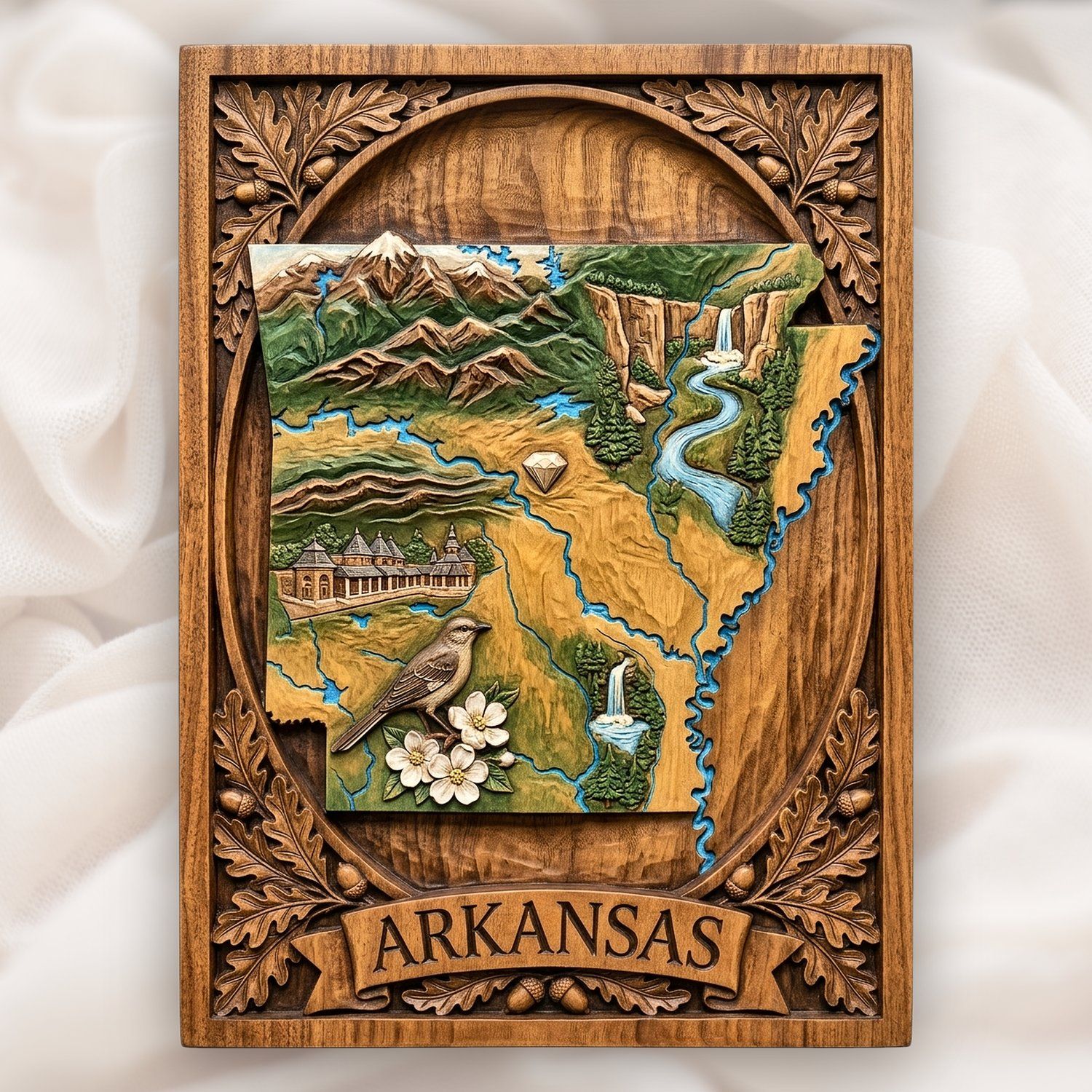 Arkansas State Map Landscape Scene CNC Relief STL bas-relief STL design