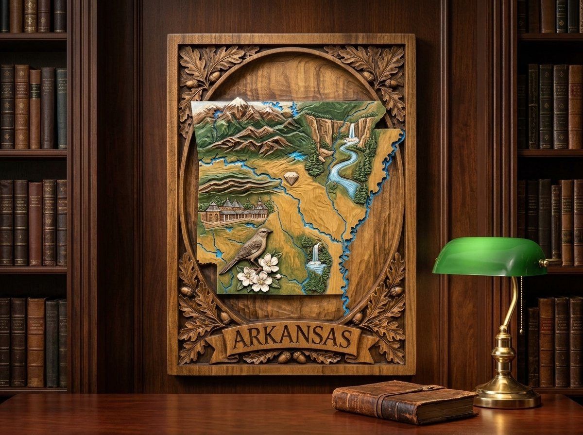 Arkansas State Map Landscape Scene CNC Relief STL bas-relief STL — view 14
