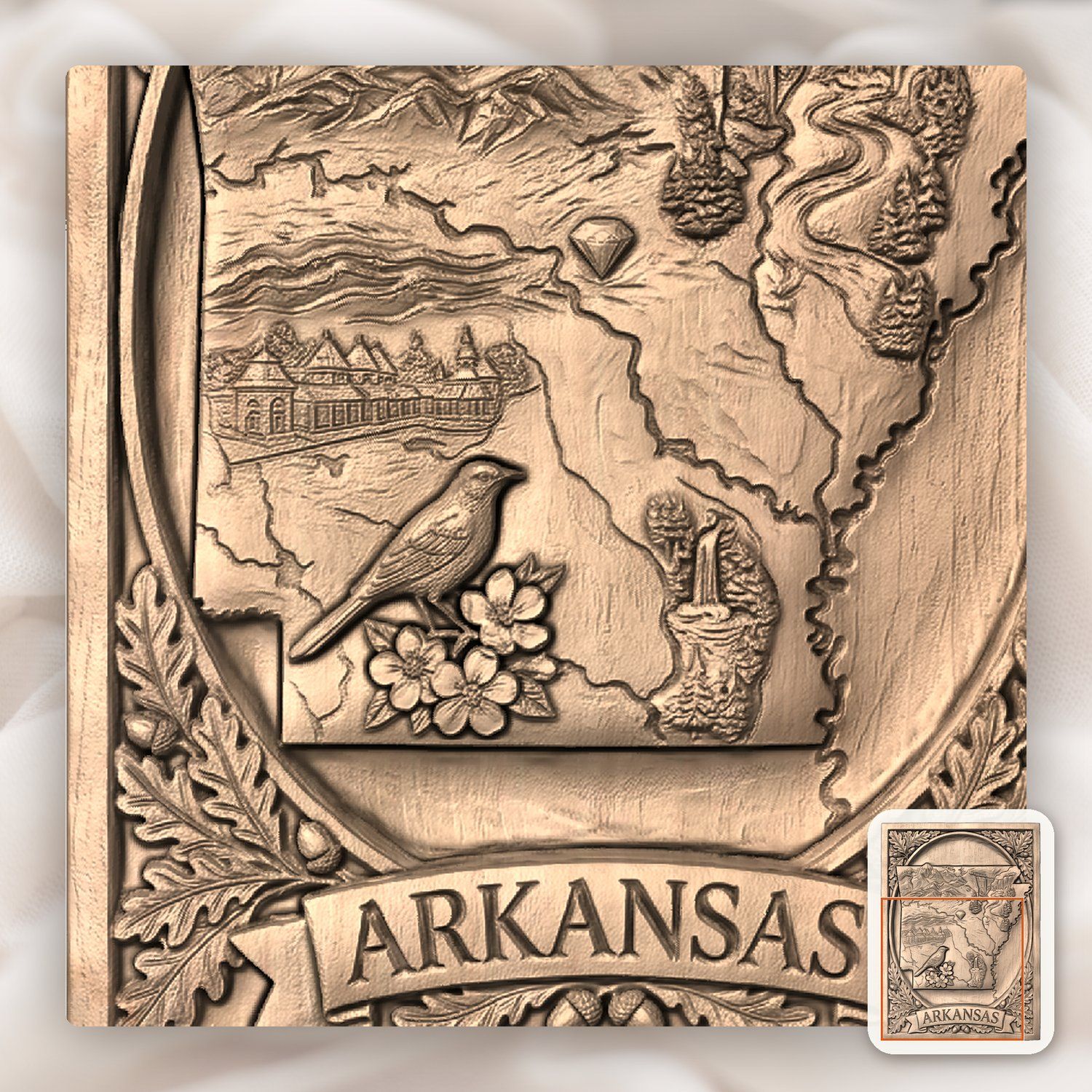 Arkansas State Map Landscape Scene CNC Relief STL bas-relief STL — view 8