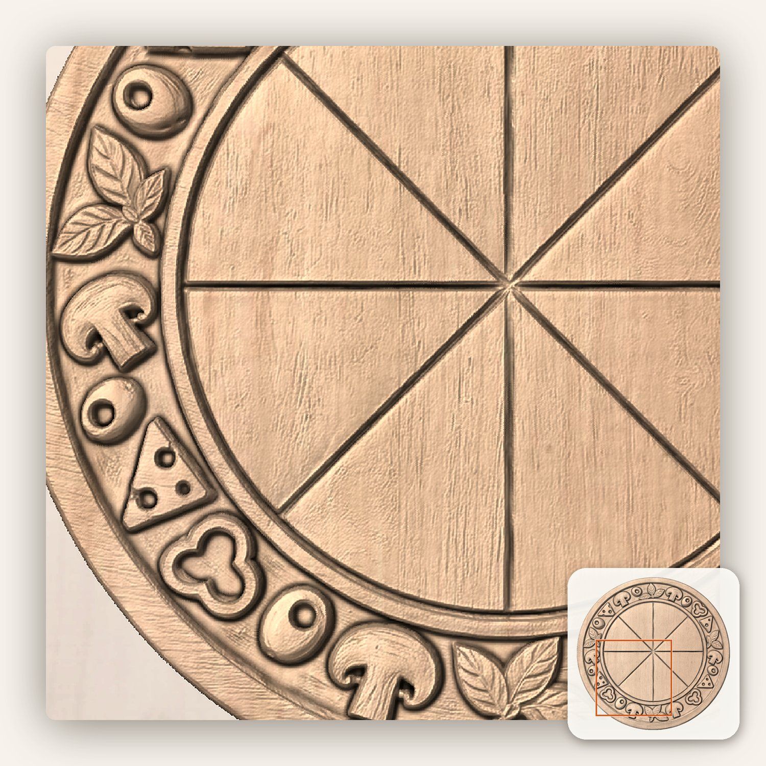 Artisan Pizza Board CNC Relief STL bas-relief STL — view 6