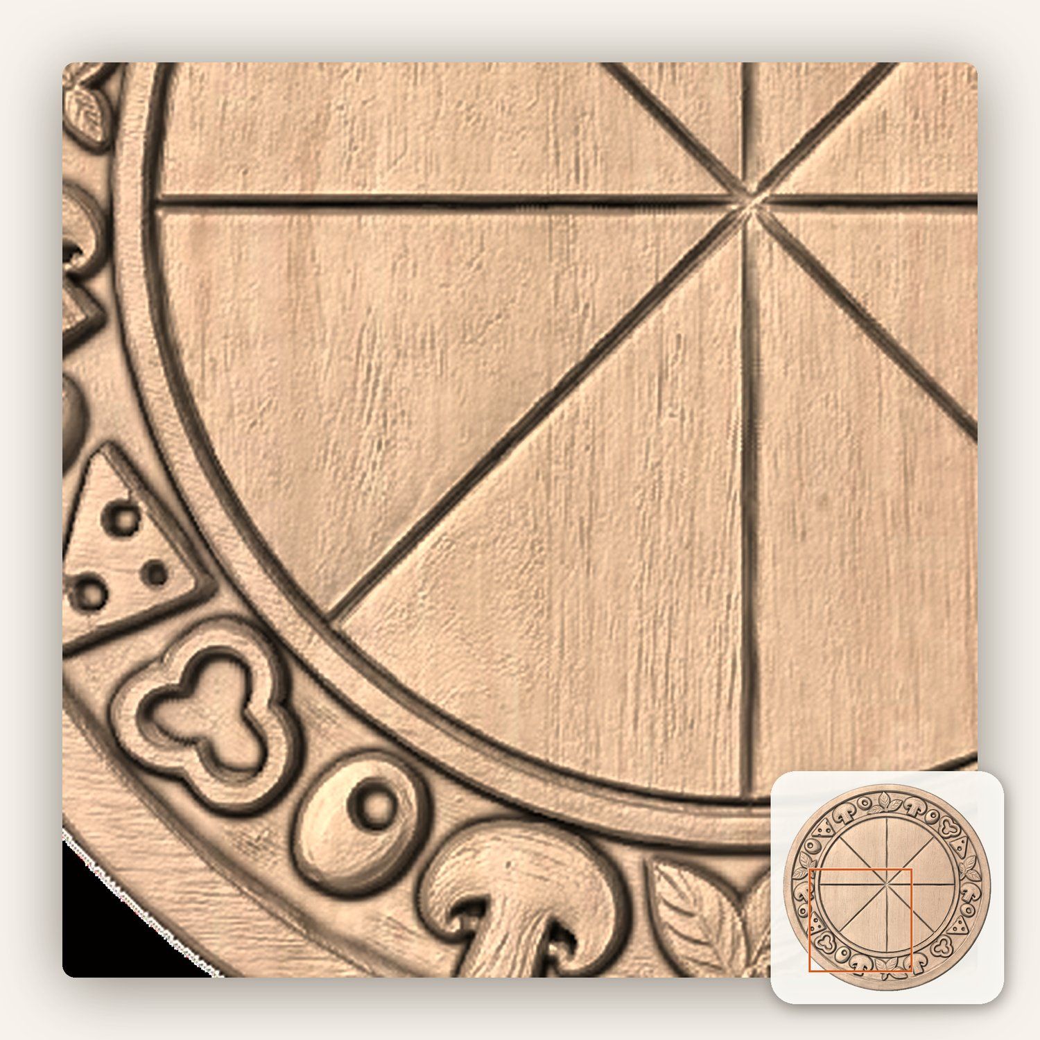 Artisan Pizza Board CNC Relief STL bas-relief STL — view 7