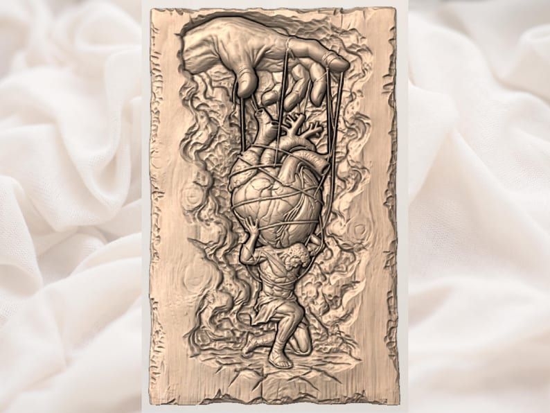 Puppet Master Hand and Heart Atlas Bas-Relief STL bas-relief STL — view 2