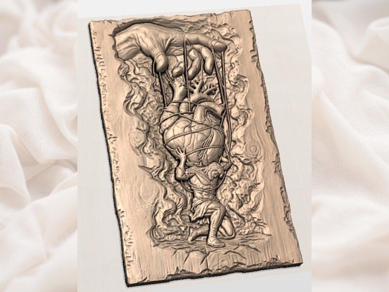 Puppet Master Hand and Heart Atlas Bas-Relief STL bas-relief STL — view 3