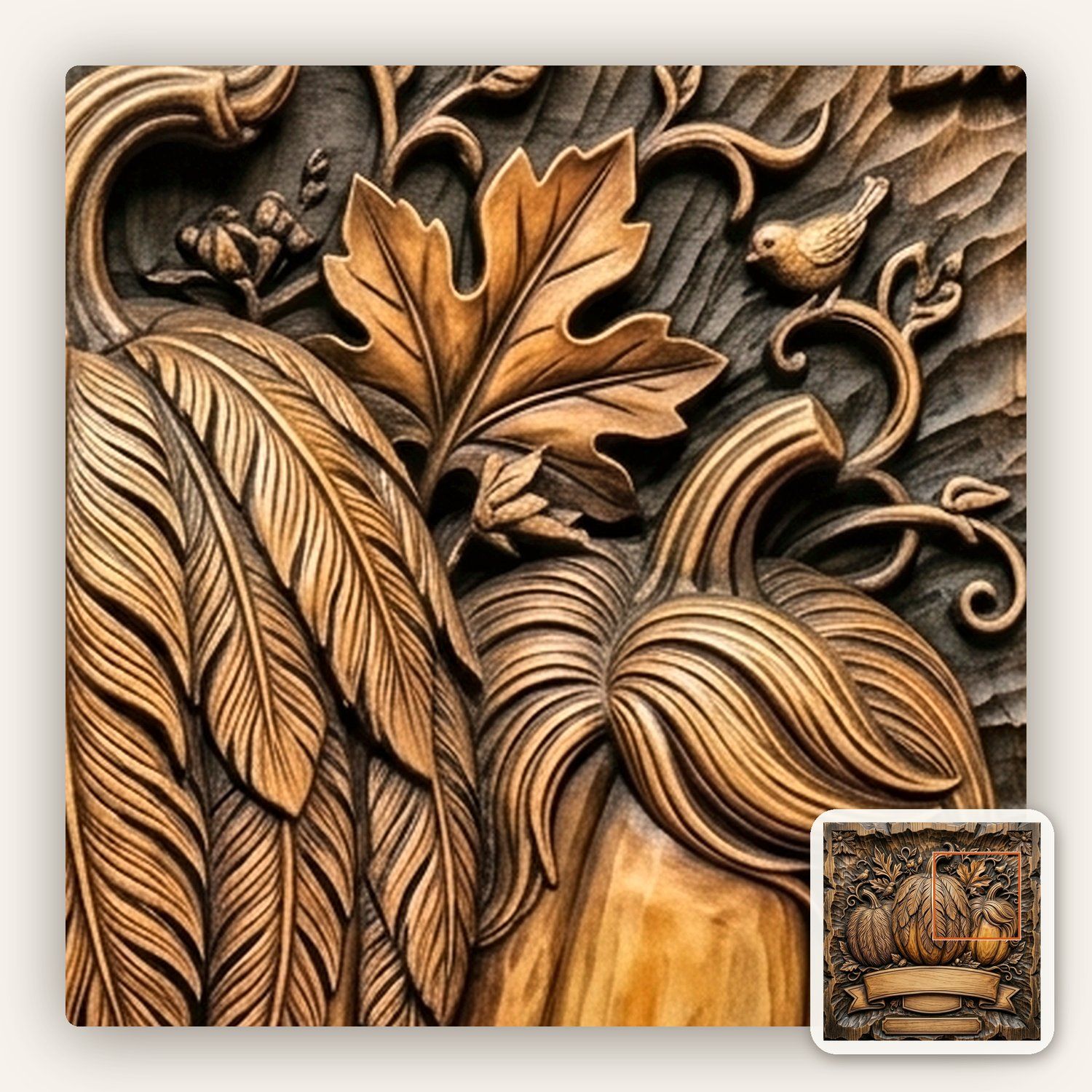 Autumn Harvest Pumpkin Banner CNC Relief STL bas-relief STL — view 12