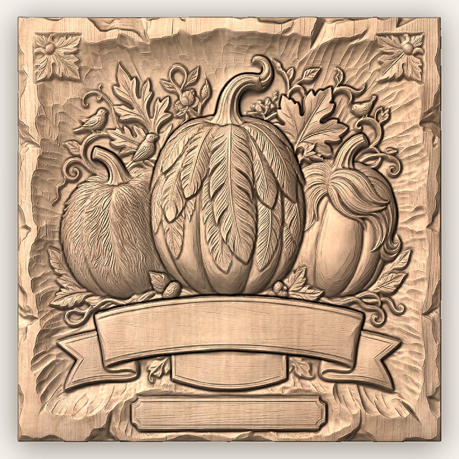 Autumn Harvest Pumpkin Banner CNC Relief STL bas-relief STL — view 4