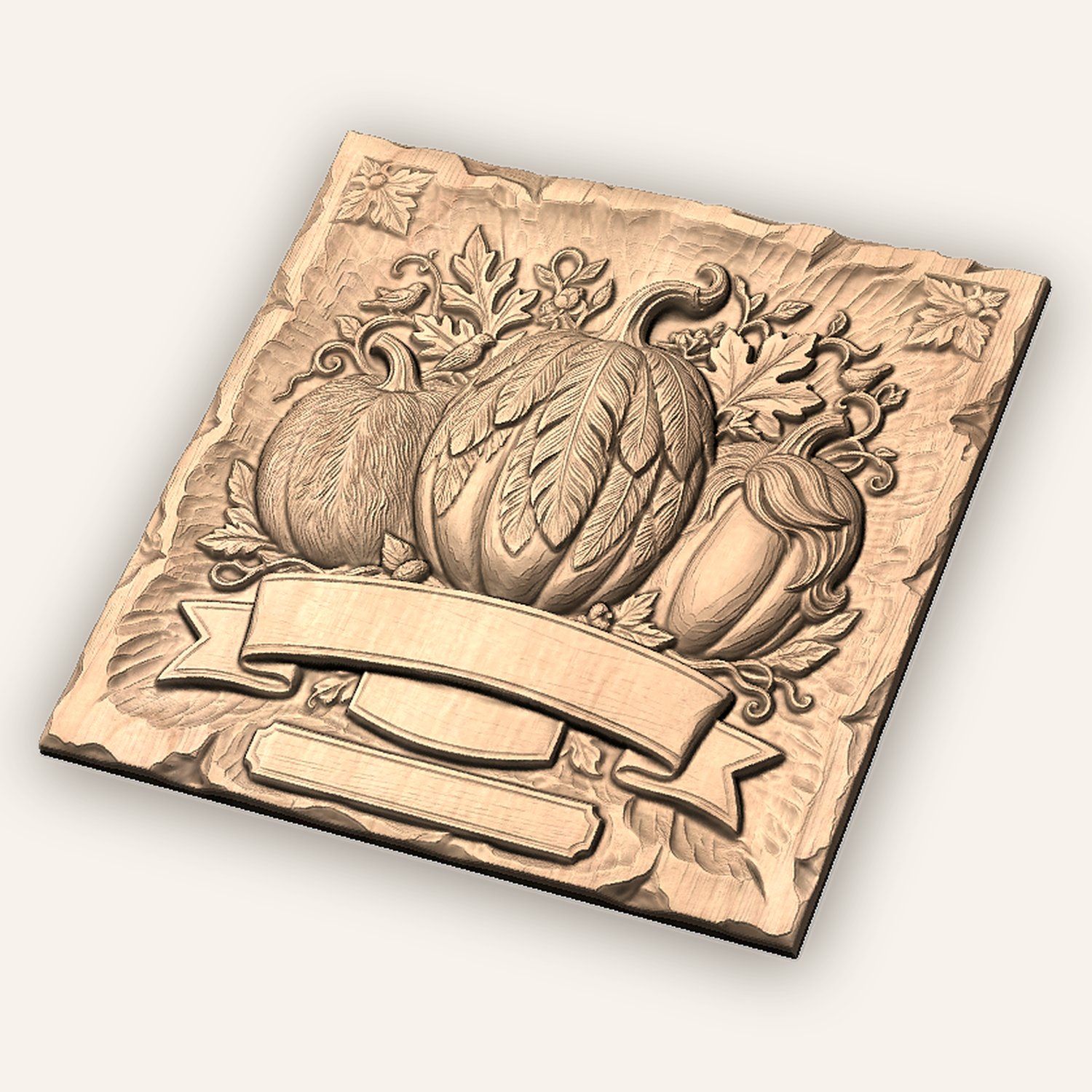 Autumn Harvest Pumpkin Banner CNC Relief STL bas-relief STL — view 5