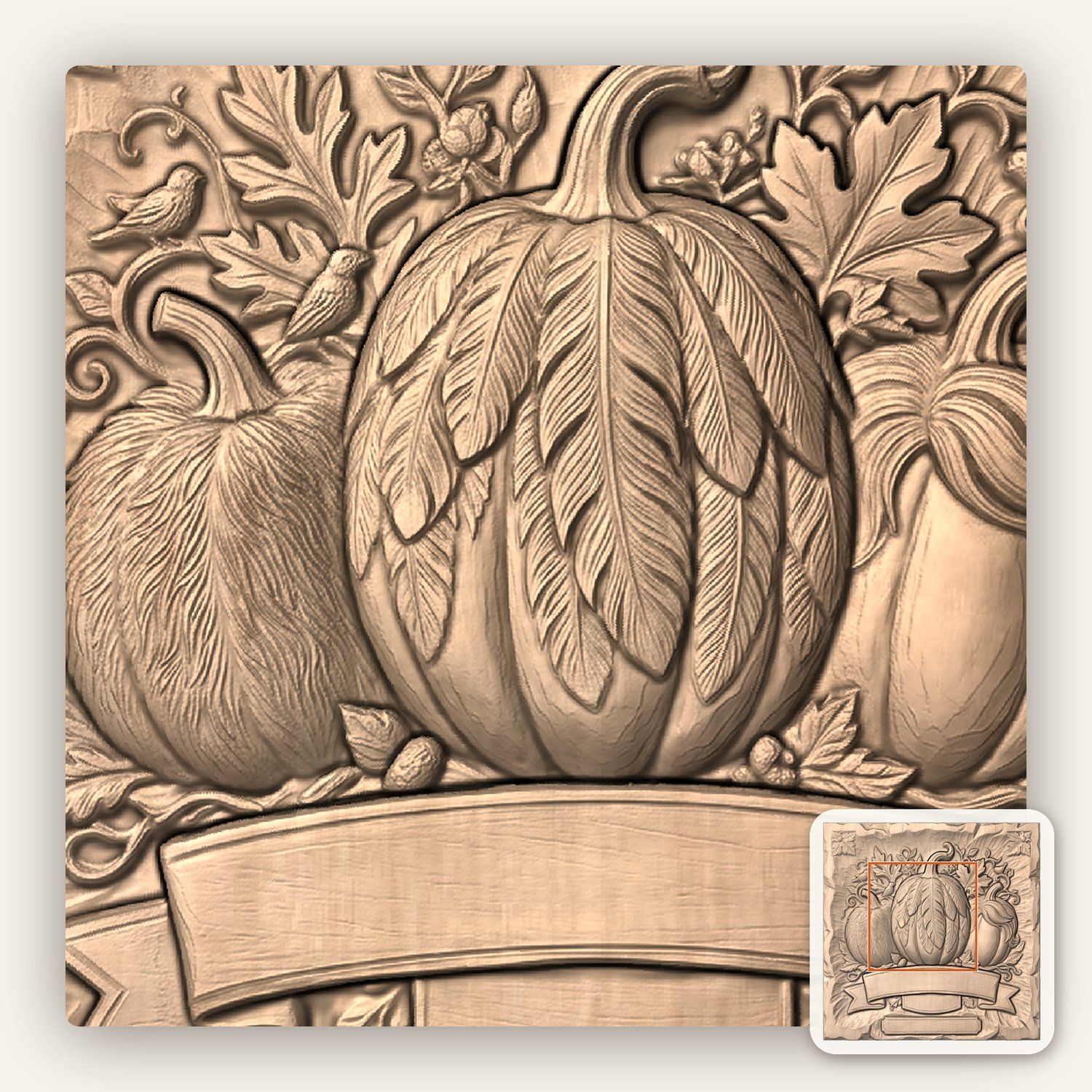 Autumn Harvest Pumpkin Banner CNC Relief STL bas-relief STL — view 6