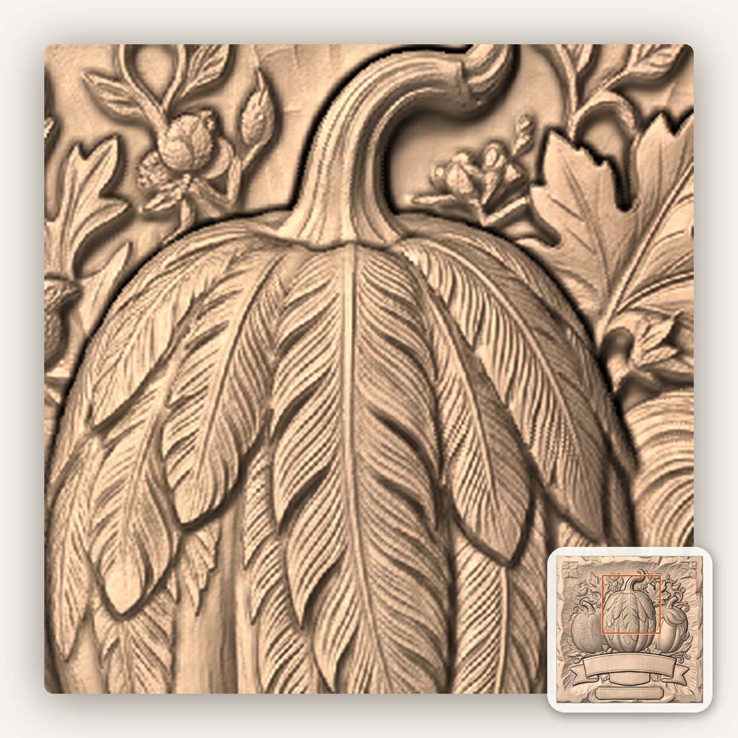 Autumn Harvest Pumpkin Banner CNC Relief STL bas-relief STL — view 7