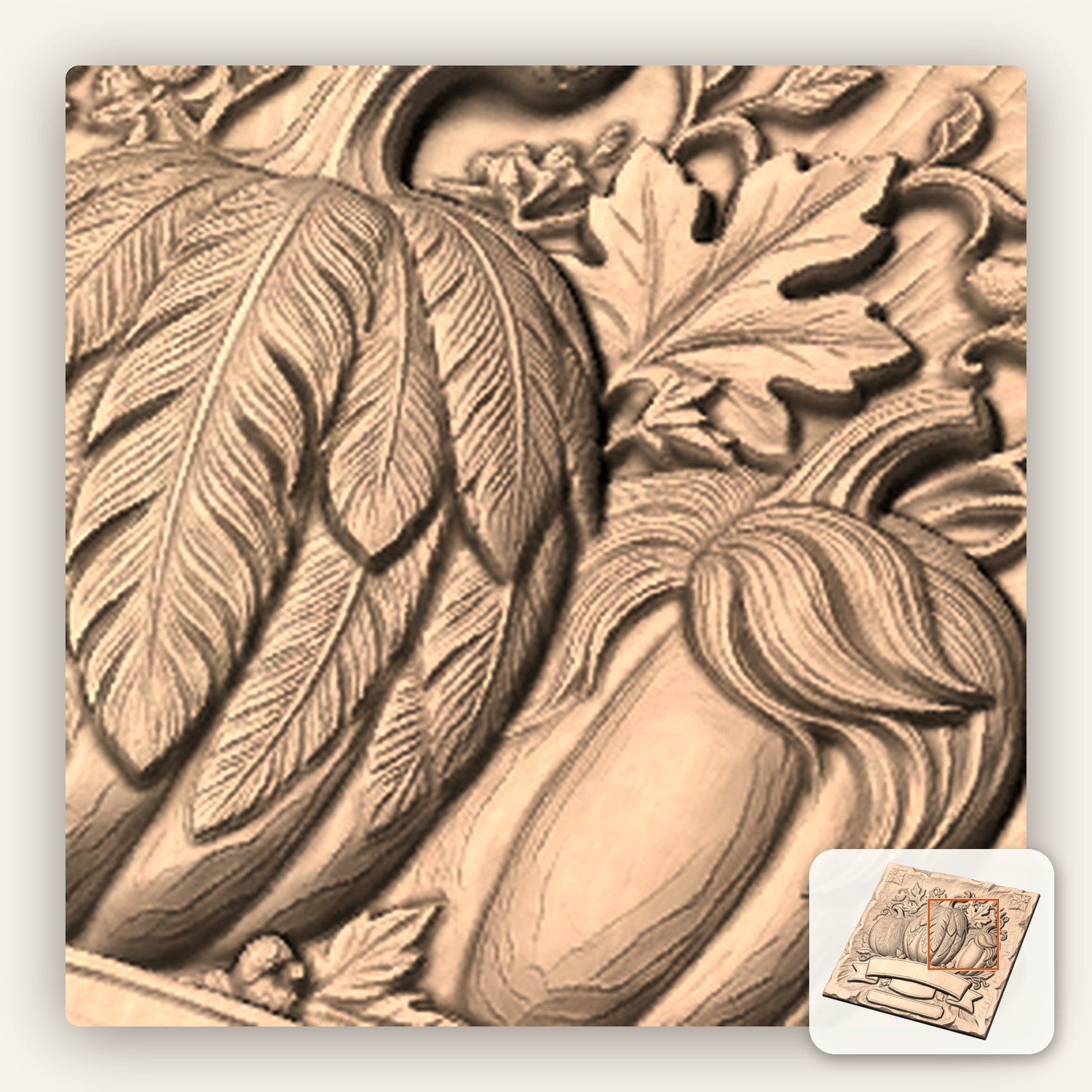 Autumn Harvest Pumpkin Banner CNC Relief STL bas-relief STL — view 9