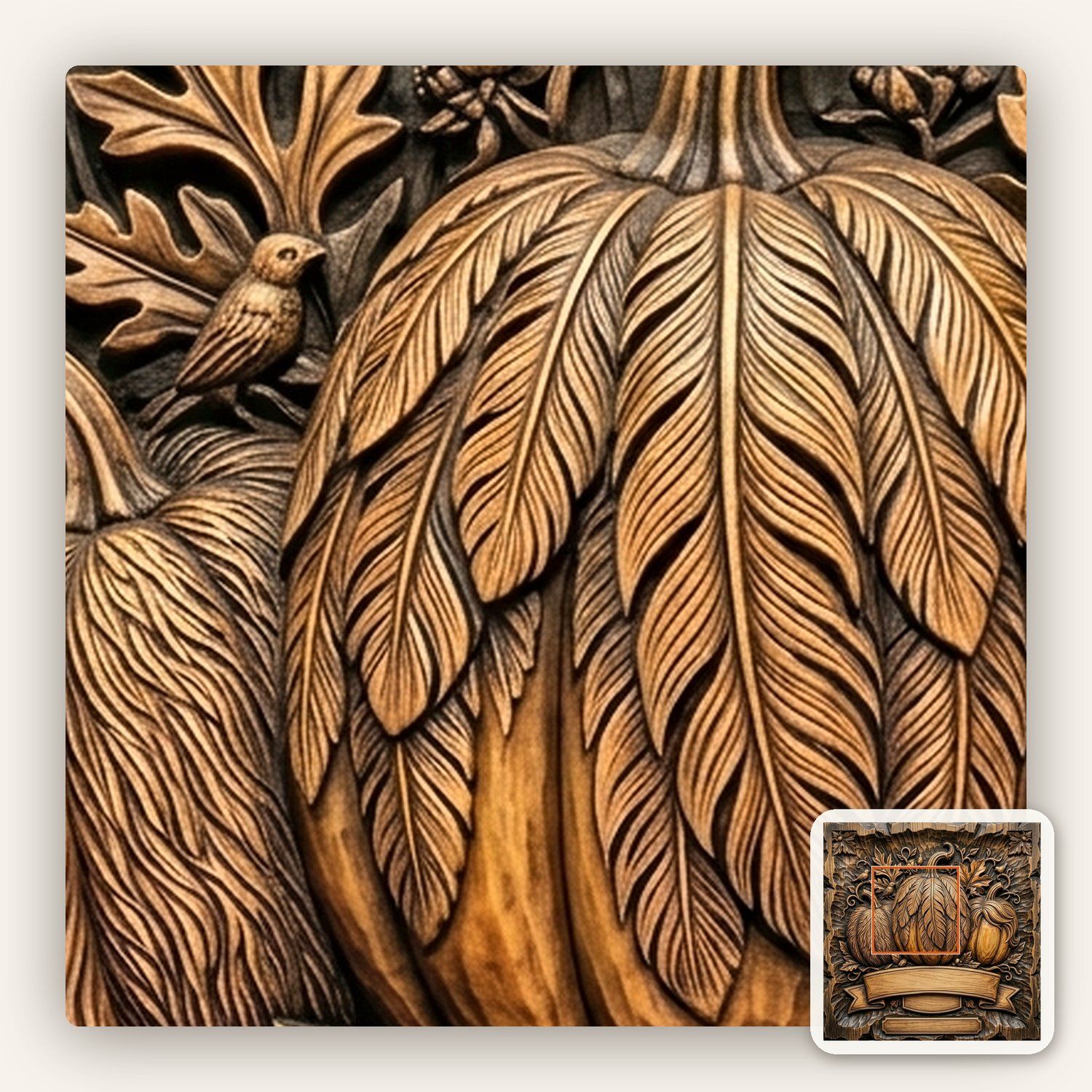 Autumn Harvest Pumpkin Banner CNC Relief STL bas-relief STL — view 11