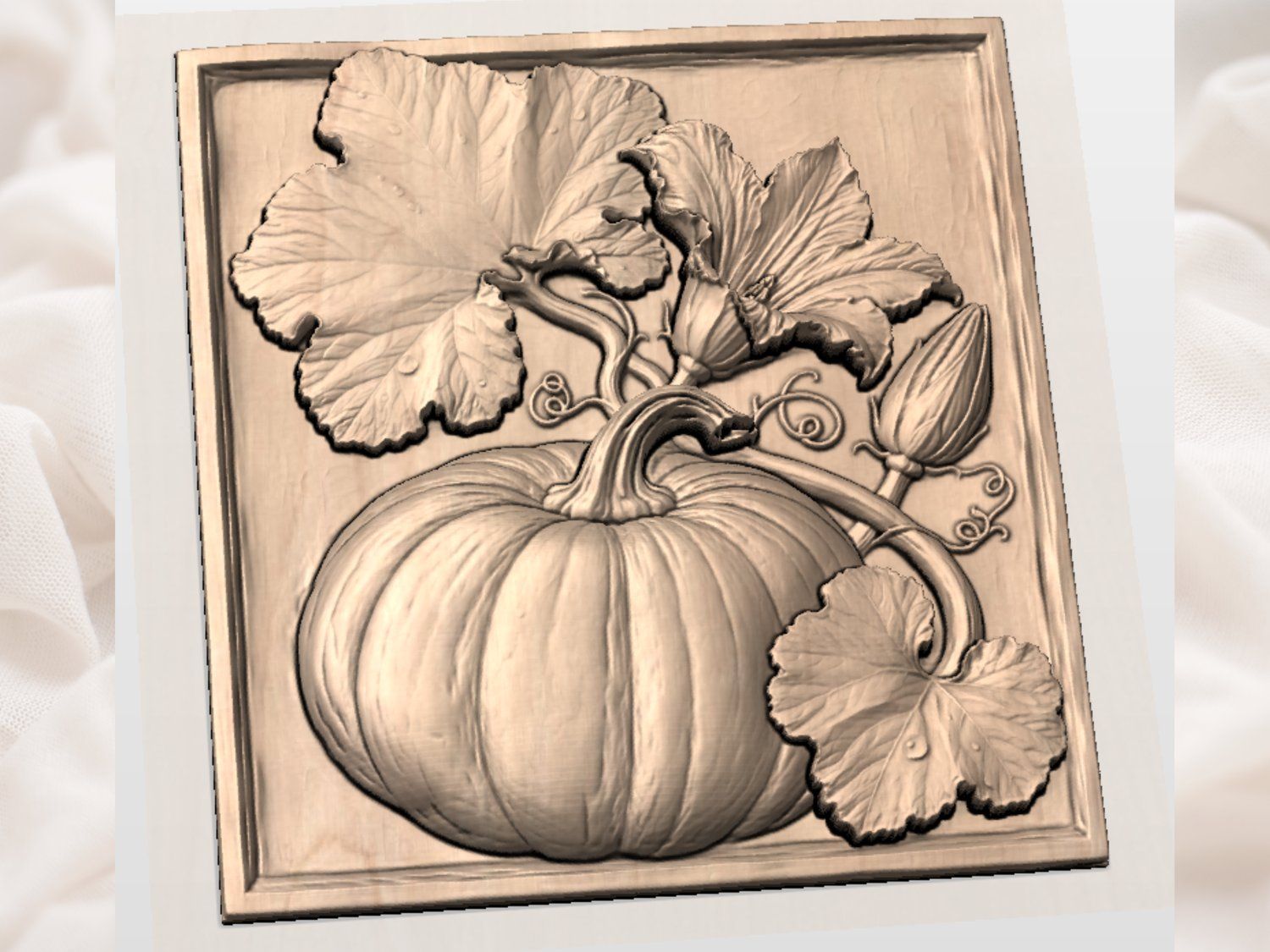 Autumn Harvest Pumpkin Bloom CNC Relief STL bas-relief STL — view 2