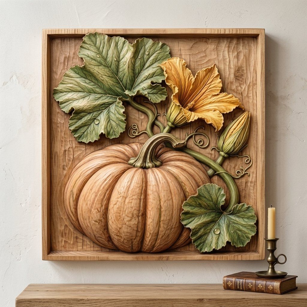 Autumn Harvest Pumpkin Bloom CNC Relief STL bas-relief STL — view 7