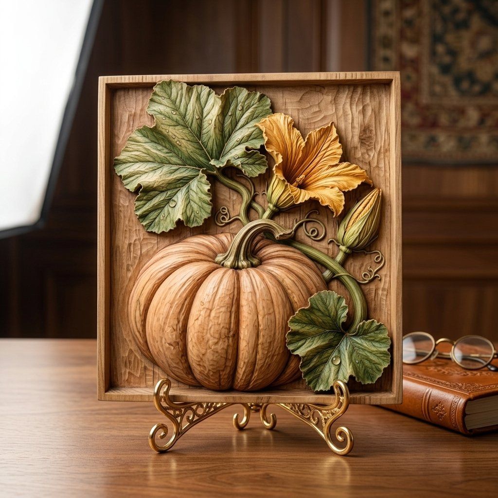 Autumn Harvest Pumpkin Bloom CNC Relief STL bas-relief STL — view 8