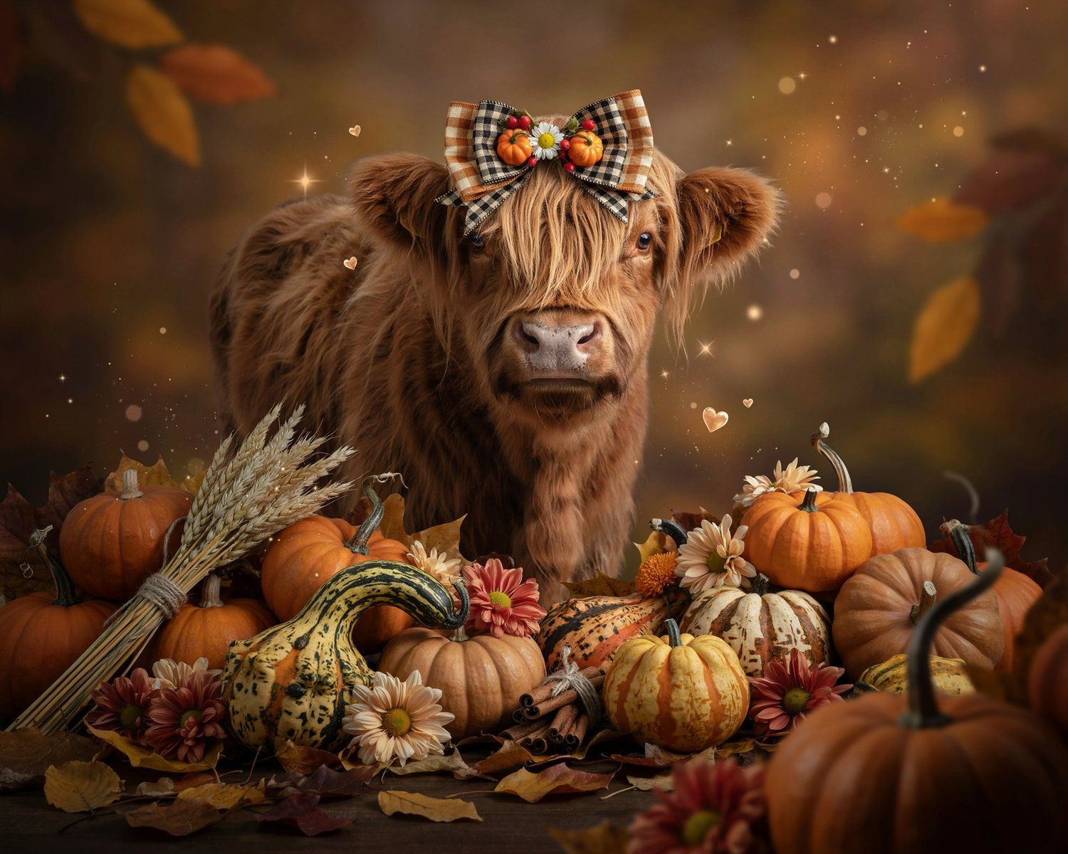 Autumn Highland Cow Harvest Scene CNC Relief STL bas-relief STL — view 12
