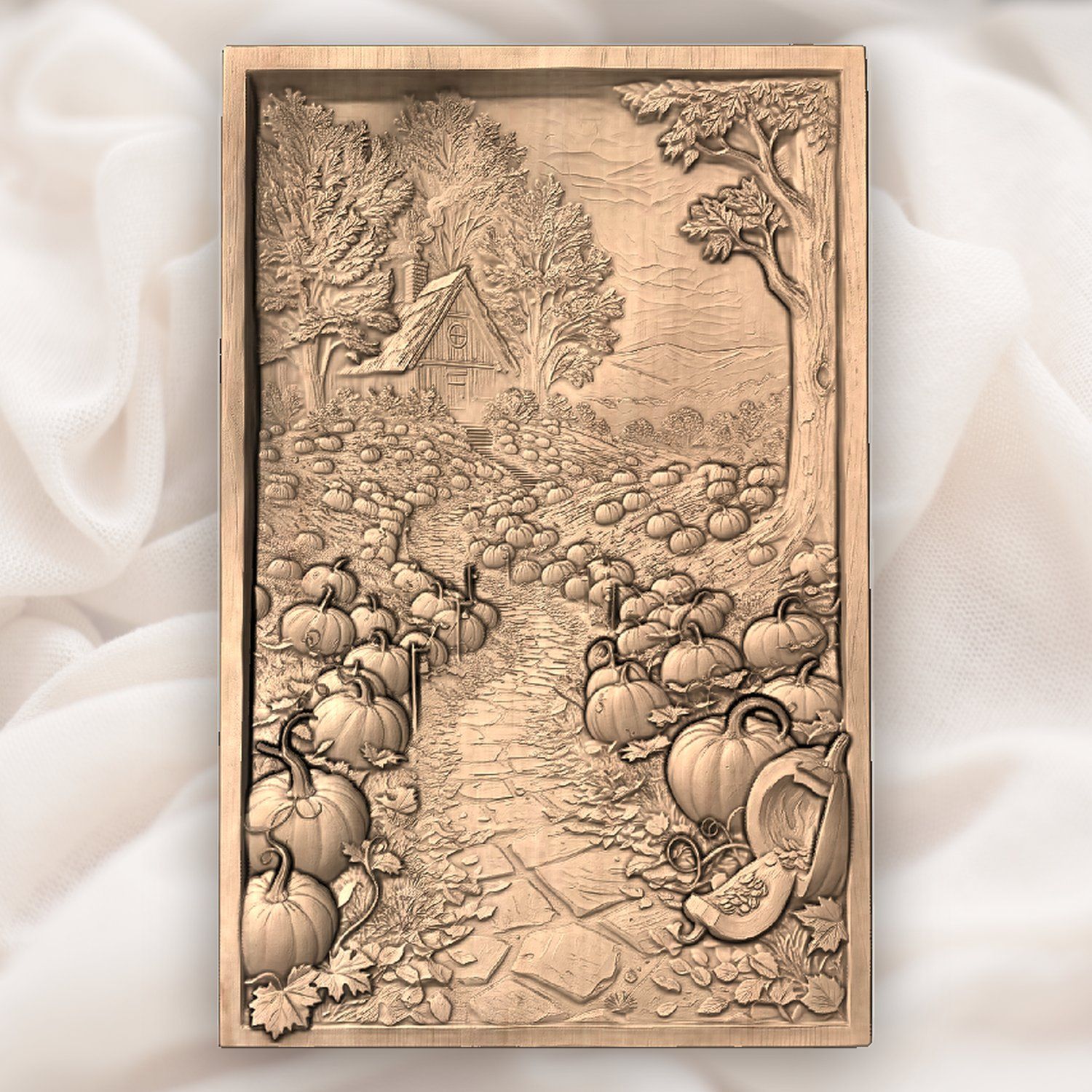 Autumn Pumpkin Cottage CNC Relief STL bas-relief STL — view 4