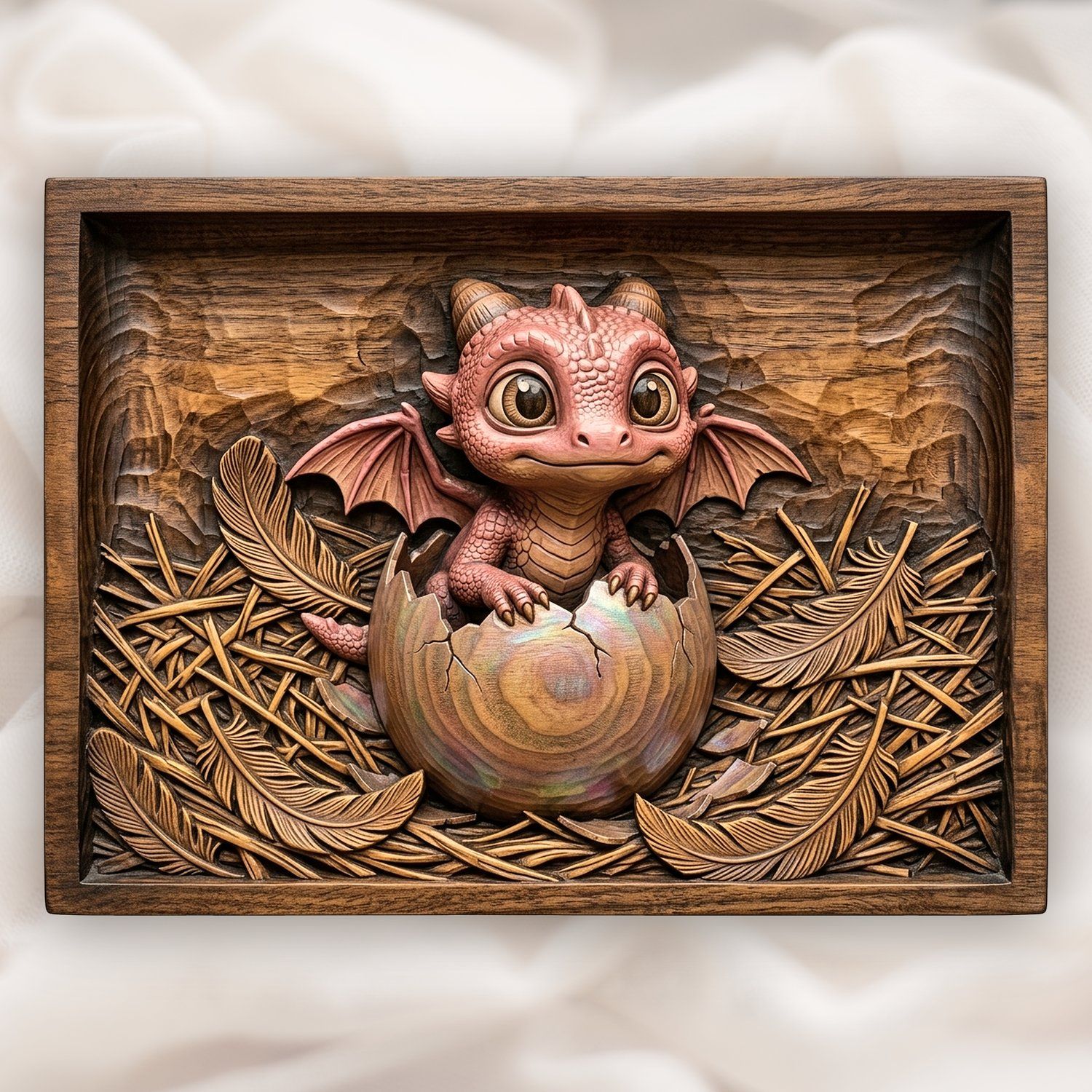 Baby Dragon Hatching From Egg CNC Relief STL bas-relief STL design