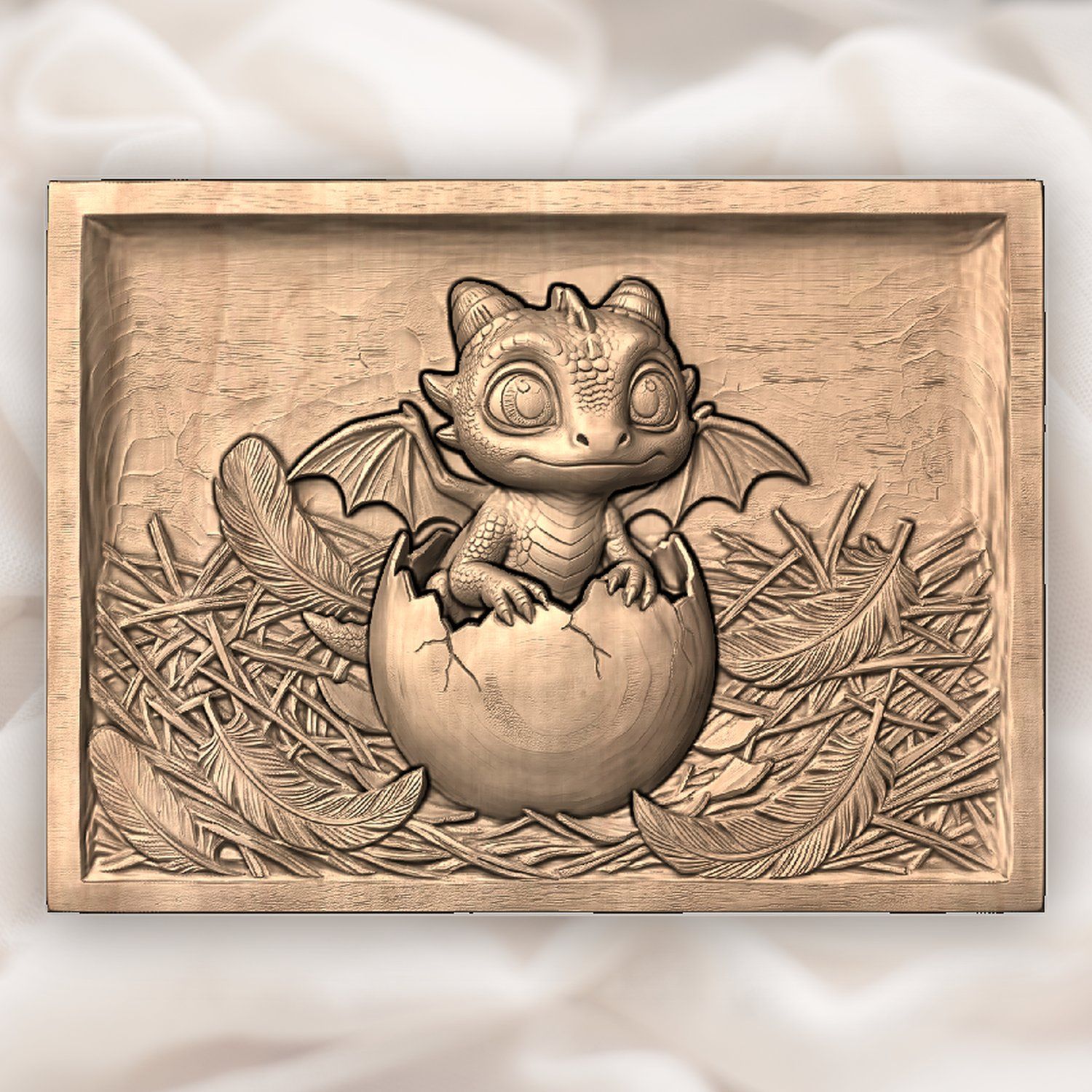 Baby Dragon Hatching From Egg CNC Relief STL bas-relief STL — view 4