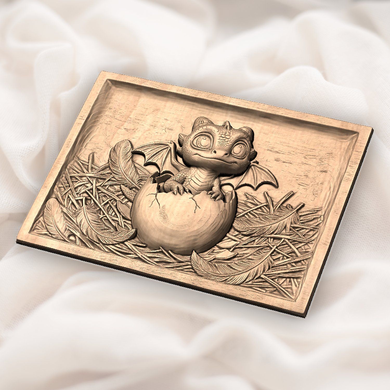 Baby Dragon Hatching From Egg CNC Relief STL bas-relief STL — view 5