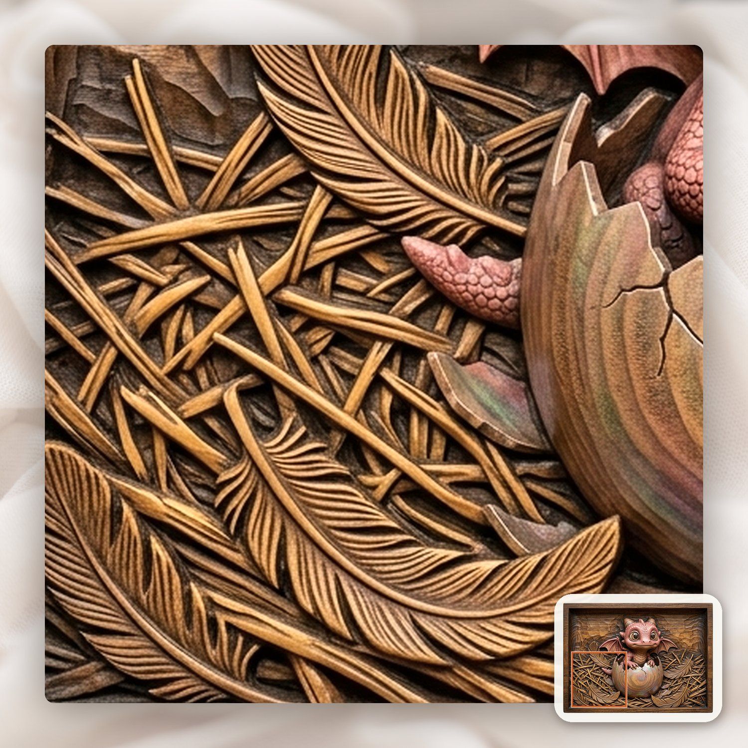 Baby Dragon Hatching From Egg CNC Relief STL bas-relief STL — view 11