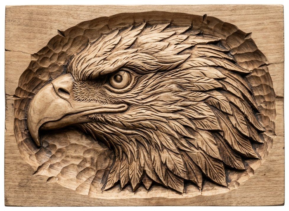 Bald Eagle 3D Relief Wall Art | Majestic American Eagle Panel | CNC Router Woodworking Project | Aspire VCarve Pro Carveco ArtCAM — carved bas relief STL file for CNC