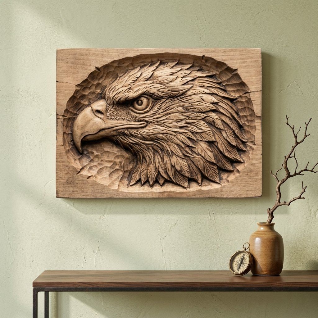 Bald Eagle 3D Relief Wall Art bas-relief STL — view 5