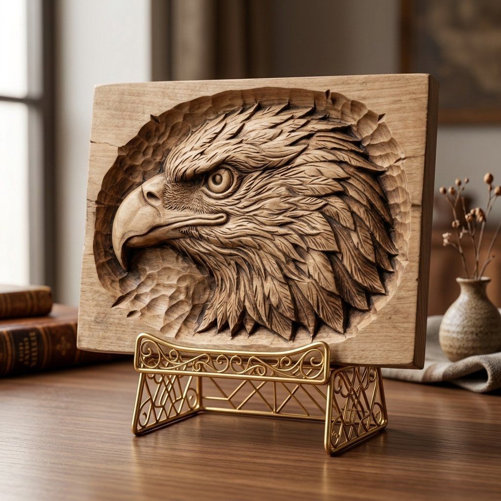 Bald Eagle 3D Relief Wall Art bas-relief STL — view 6