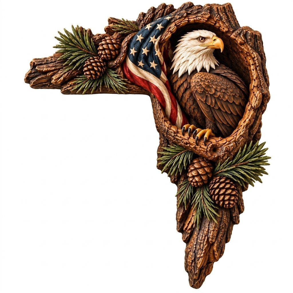 Bald Eagle Door Frame Corner Decor CNC Relief STL bas-relief STL — view 14
