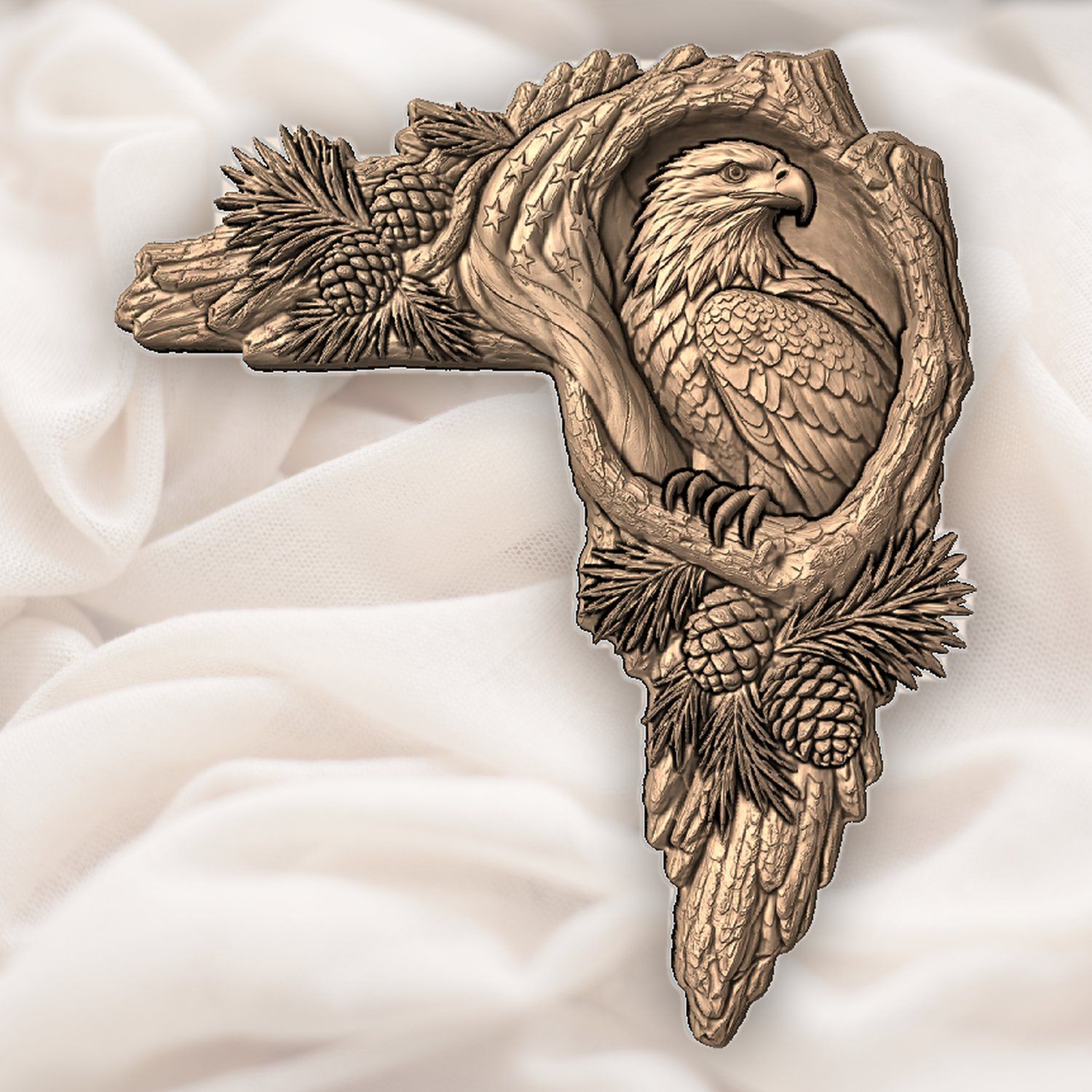 Bald Eagle Door Frame Corner Decor CNC Relief STL bas-relief STL — view 5