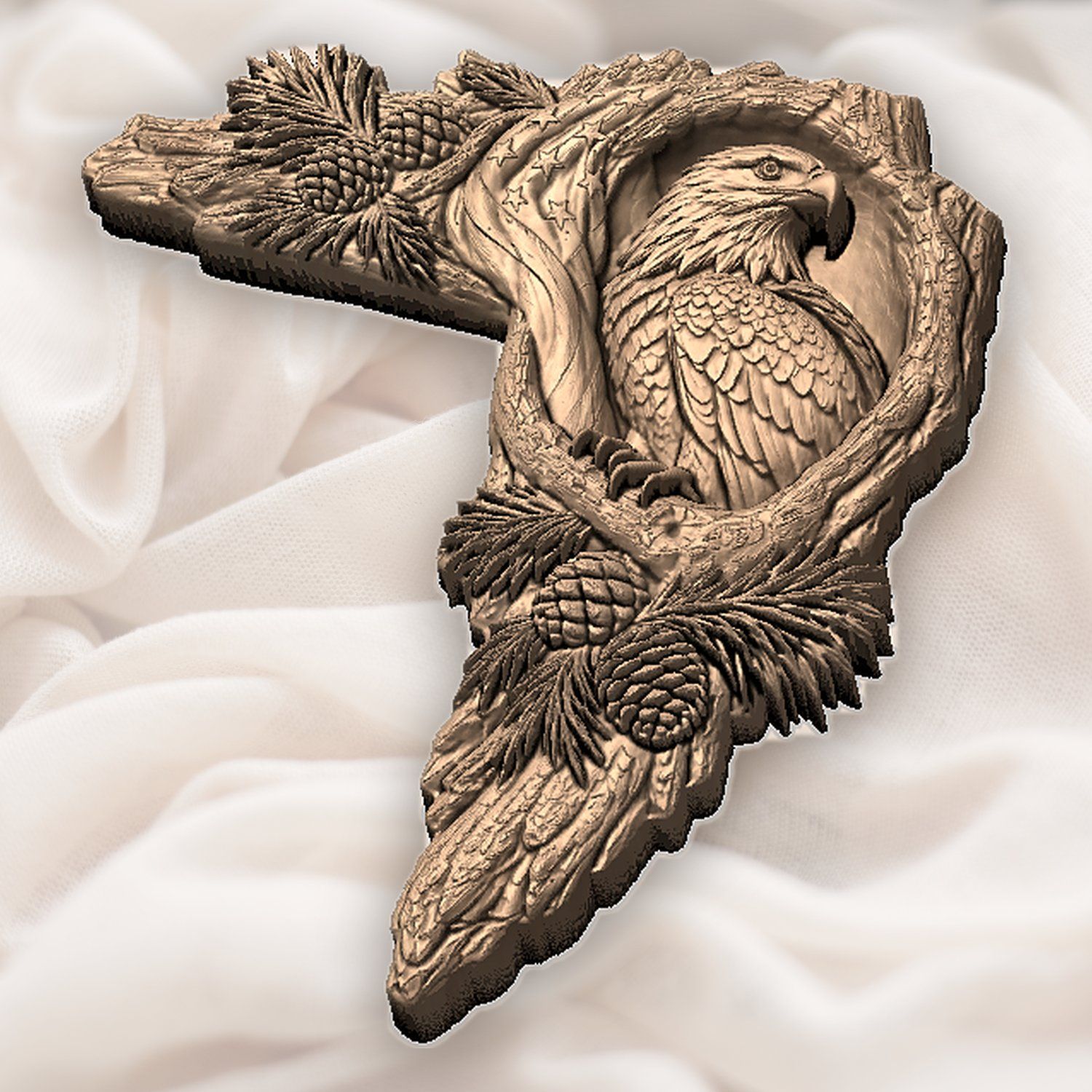 Bald Eagle Door Frame Corner Decor CNC Relief STL bas-relief STL — view 6