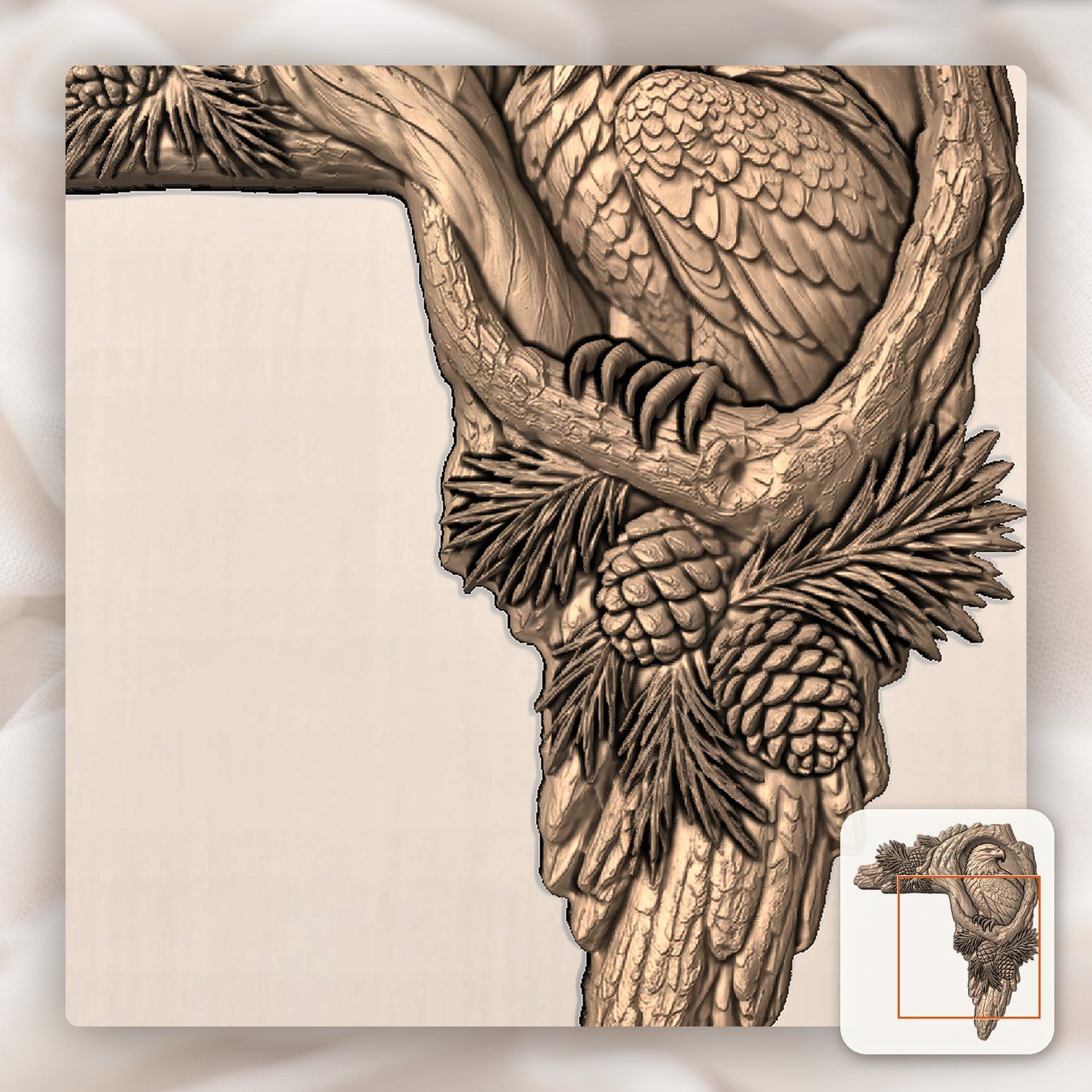 Bald Eagle Door Frame Corner Decor CNC Relief STL bas-relief STL — view 7