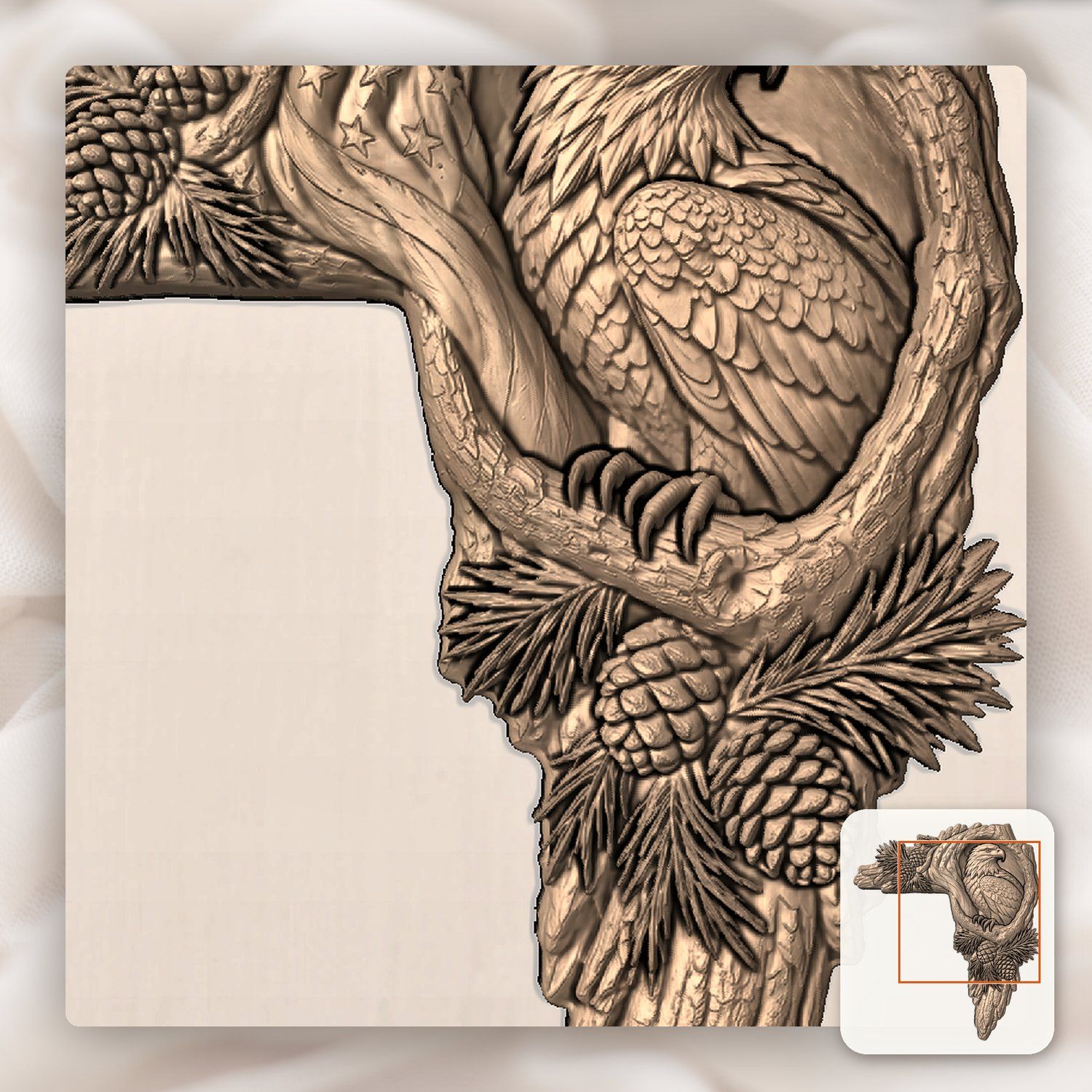 Bald Eagle Door Frame Corner Decor CNC Relief STL bas-relief STL — view 8