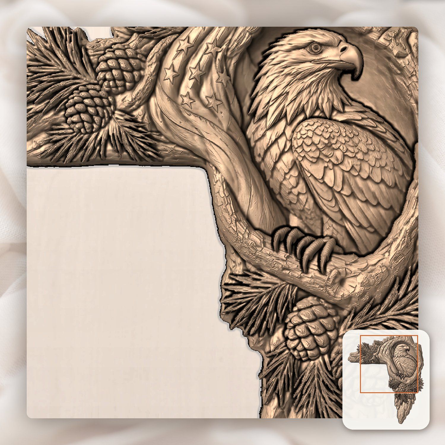 Bald Eagle Door Frame Corner Decor CNC Relief STL bas-relief STL — view 9